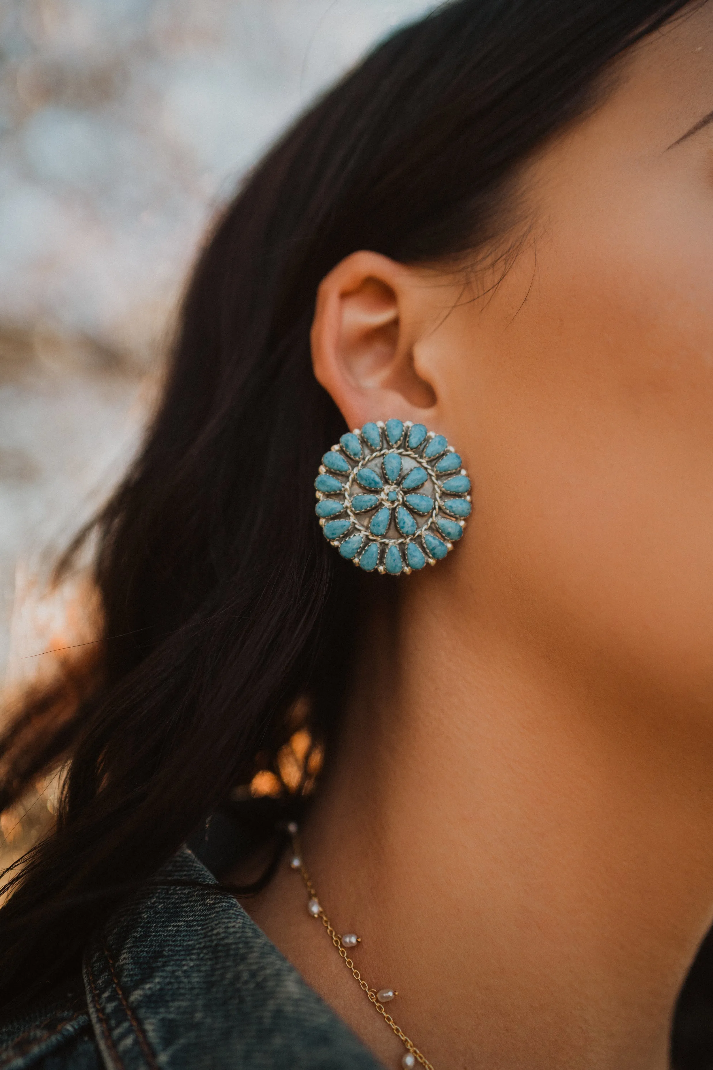 Eliza Earrings | Turquoise - FINAL SALE sold by Goldie Lew product image thumbnail 3