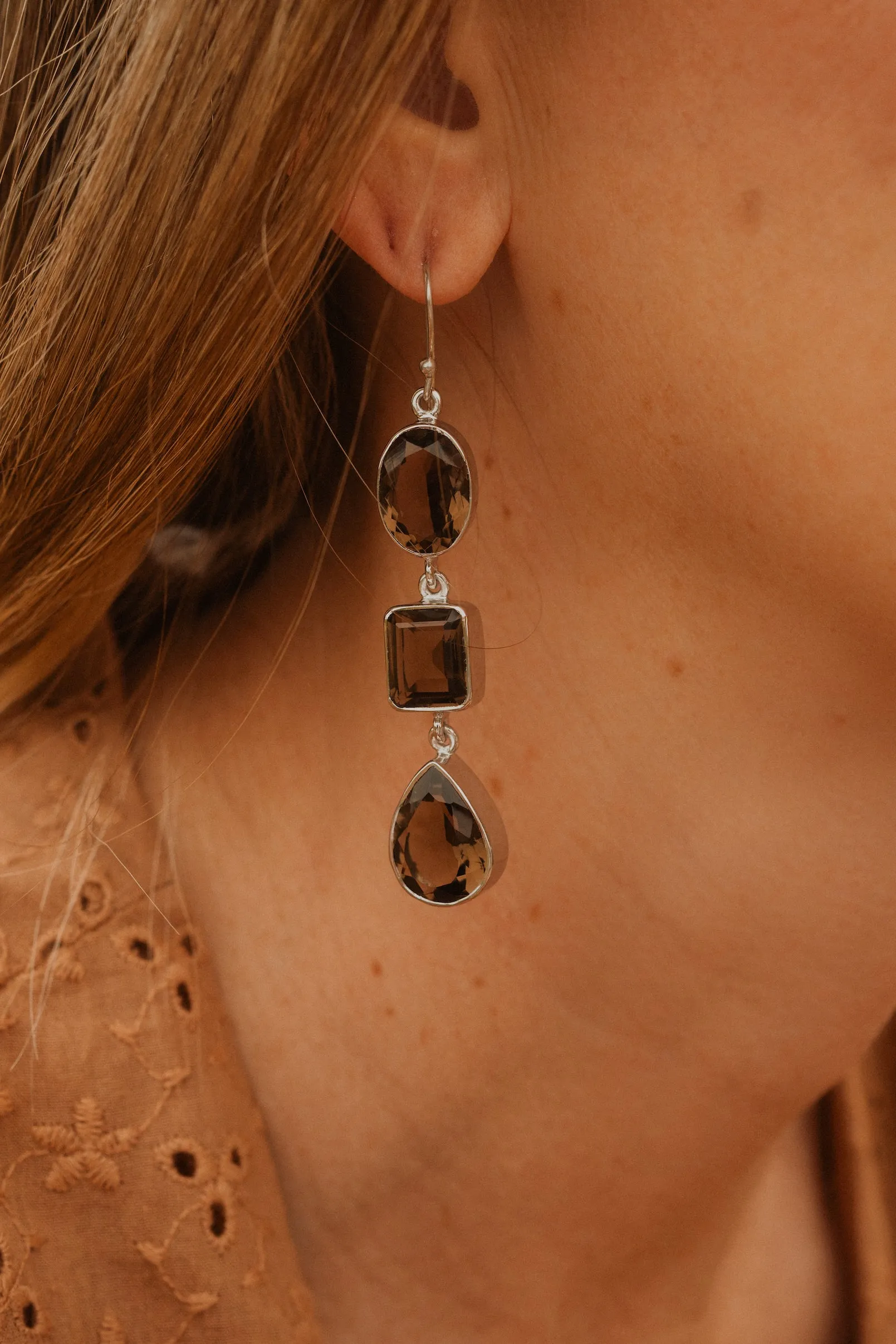 Ogilvie Earrings | Smoky Quartz sold by Goldie Lew product image thumbnail 2