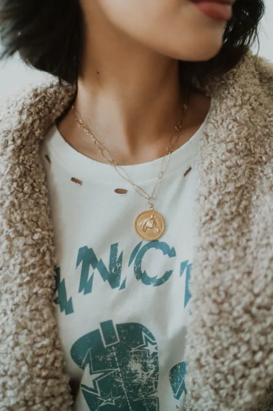 Gold on Gold El Caballo Necklace sold by Goldie Lew