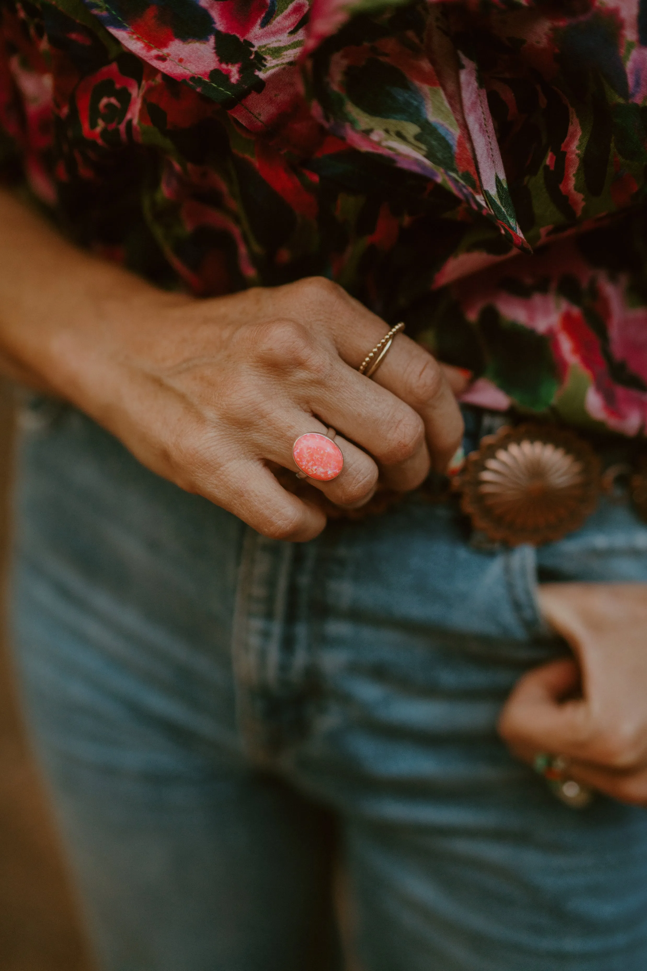 Steeley Ring | Round | Pink Opal sold by Goldie Lew product image thumbnail 5