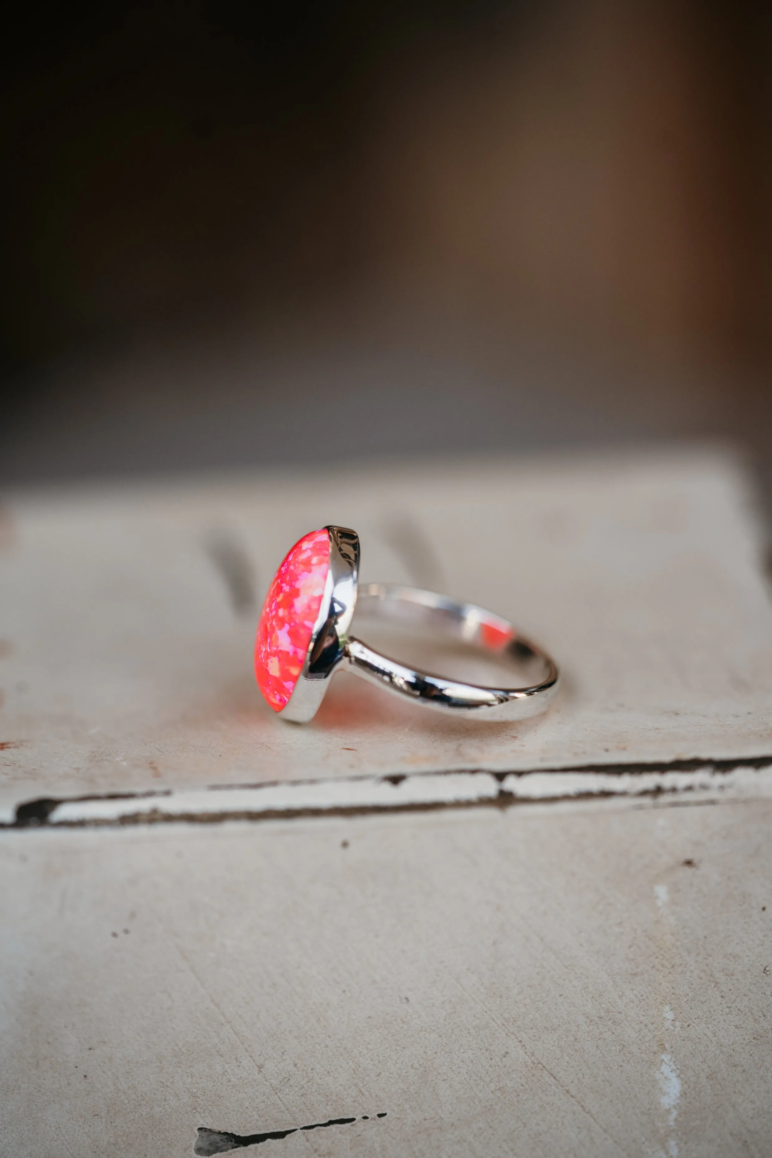 Steeley Ring | Round | Pink Opal sold by Goldie Lew product image thumbnail 3