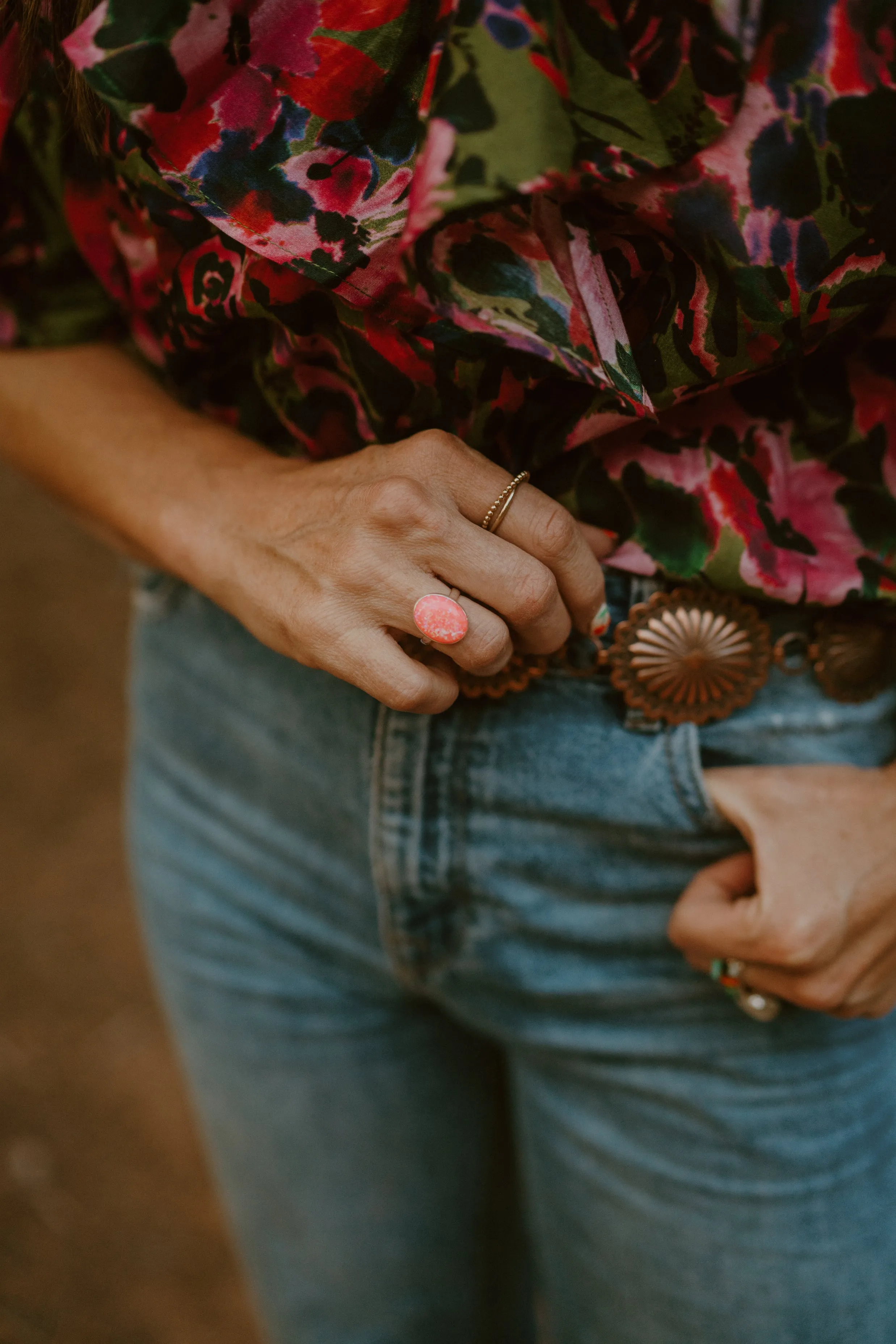 Steeley Ring | Round | Pink Opal sold by Goldie Lew product image thumbnail 4
