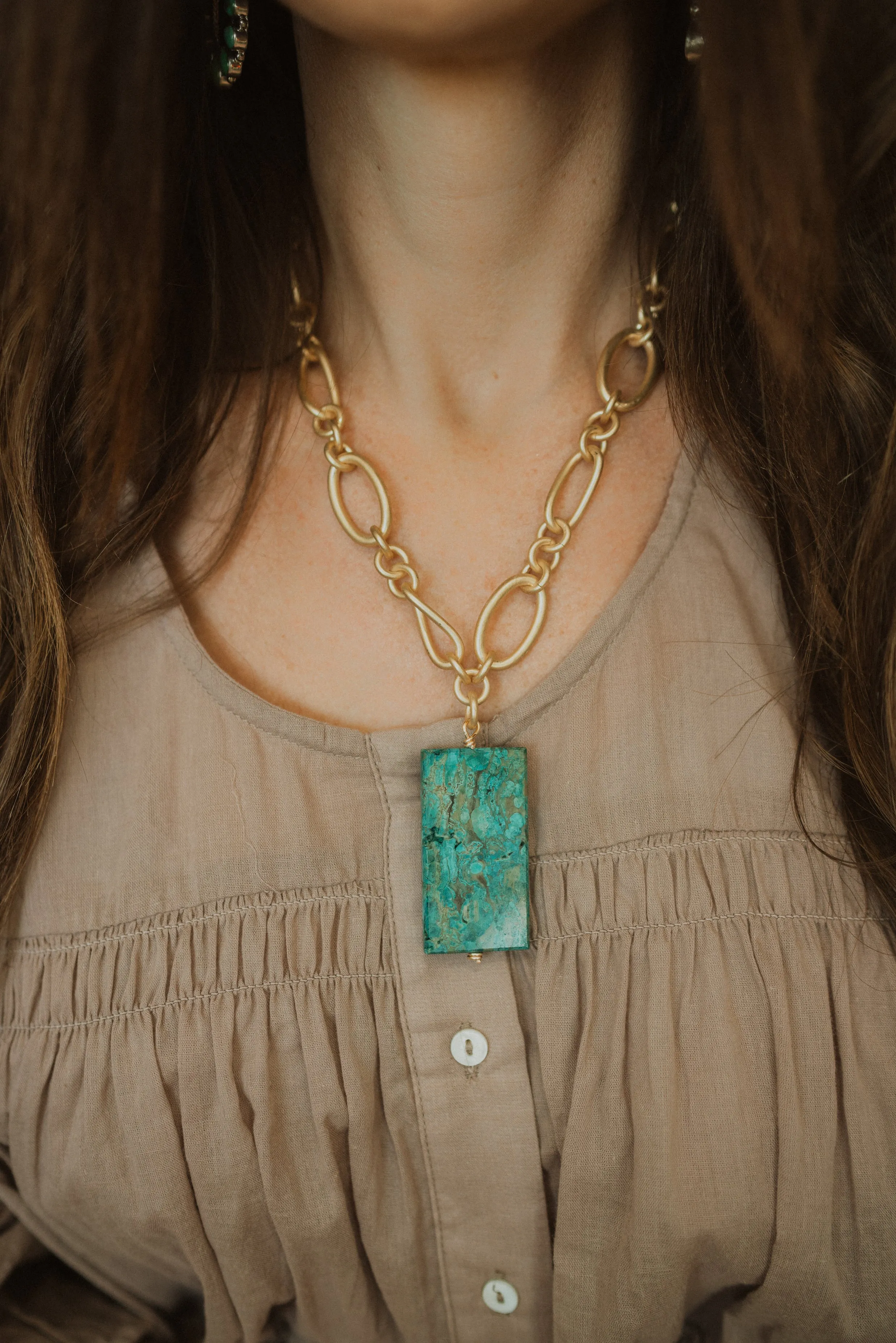 Cascade Necklace | Turquoise sold by Goldie Lew product image thumbnail 4