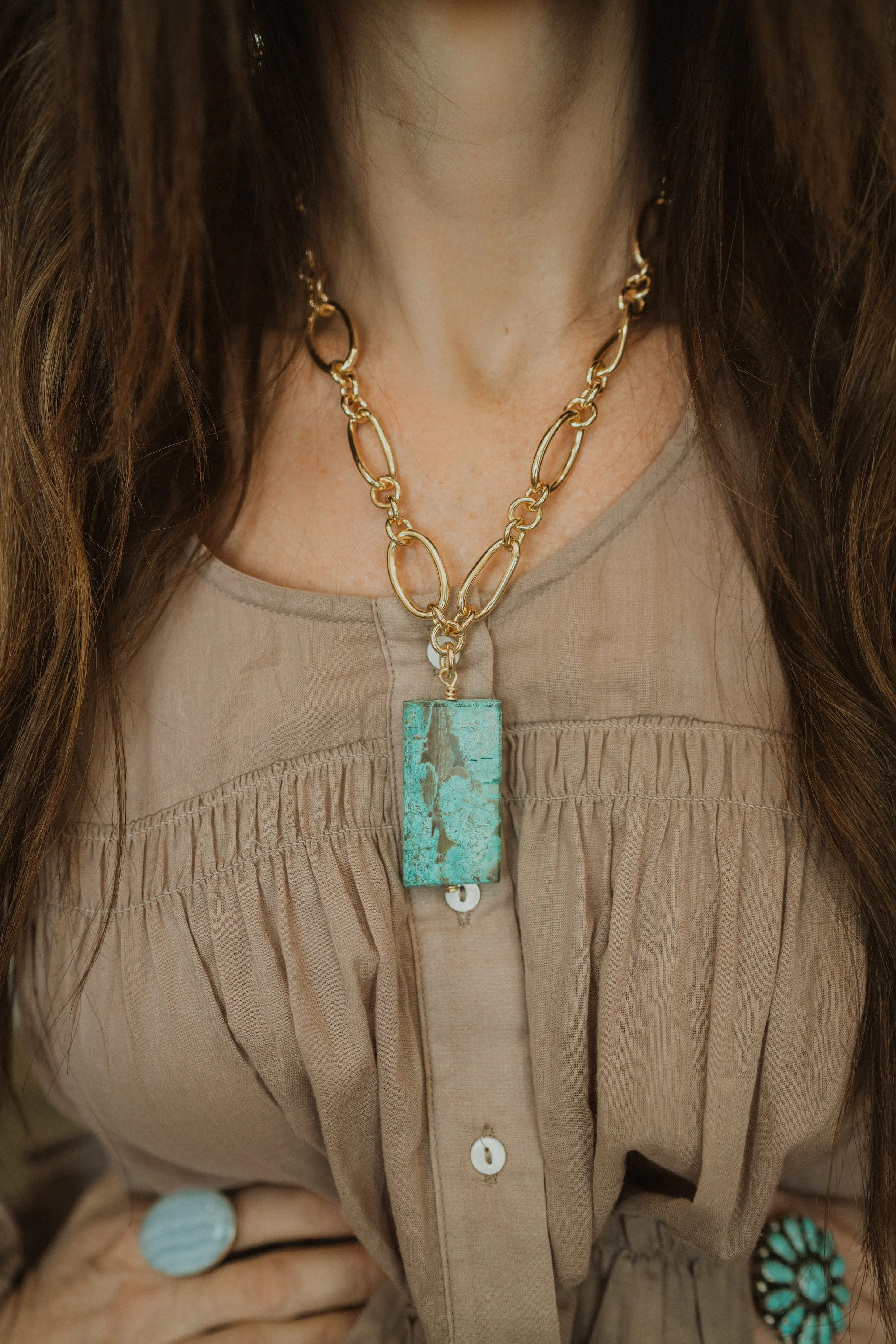 Cascade Necklace | Turquoise sold by Goldie Lew product image thumbnail 5