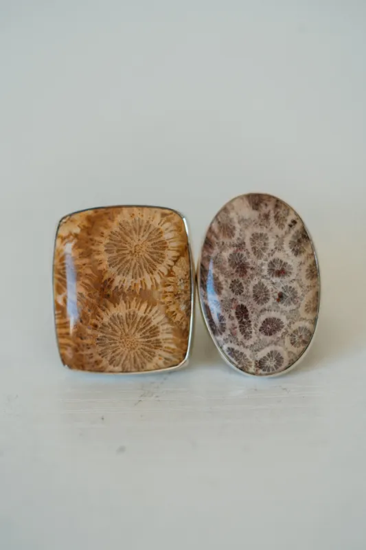 Reba Ring | #3 | Fossilized Coral sold by Goldie Lew