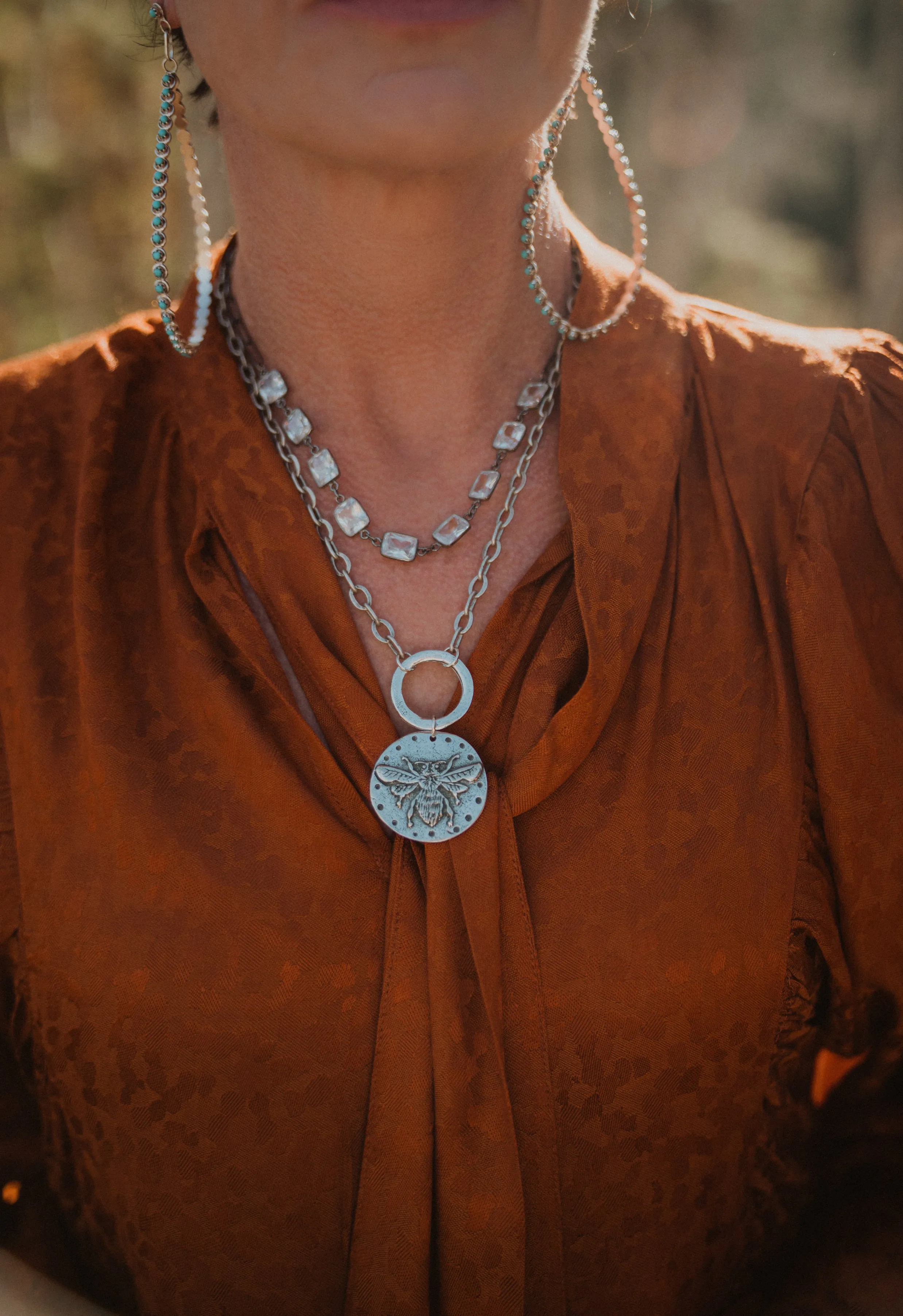 Big Silver Bee Necklace Set sold by Goldie Lew product image thumbnail 4