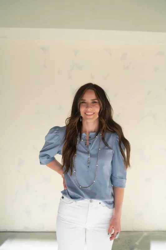 Louisa Top | Blue sold by Goldie Lew