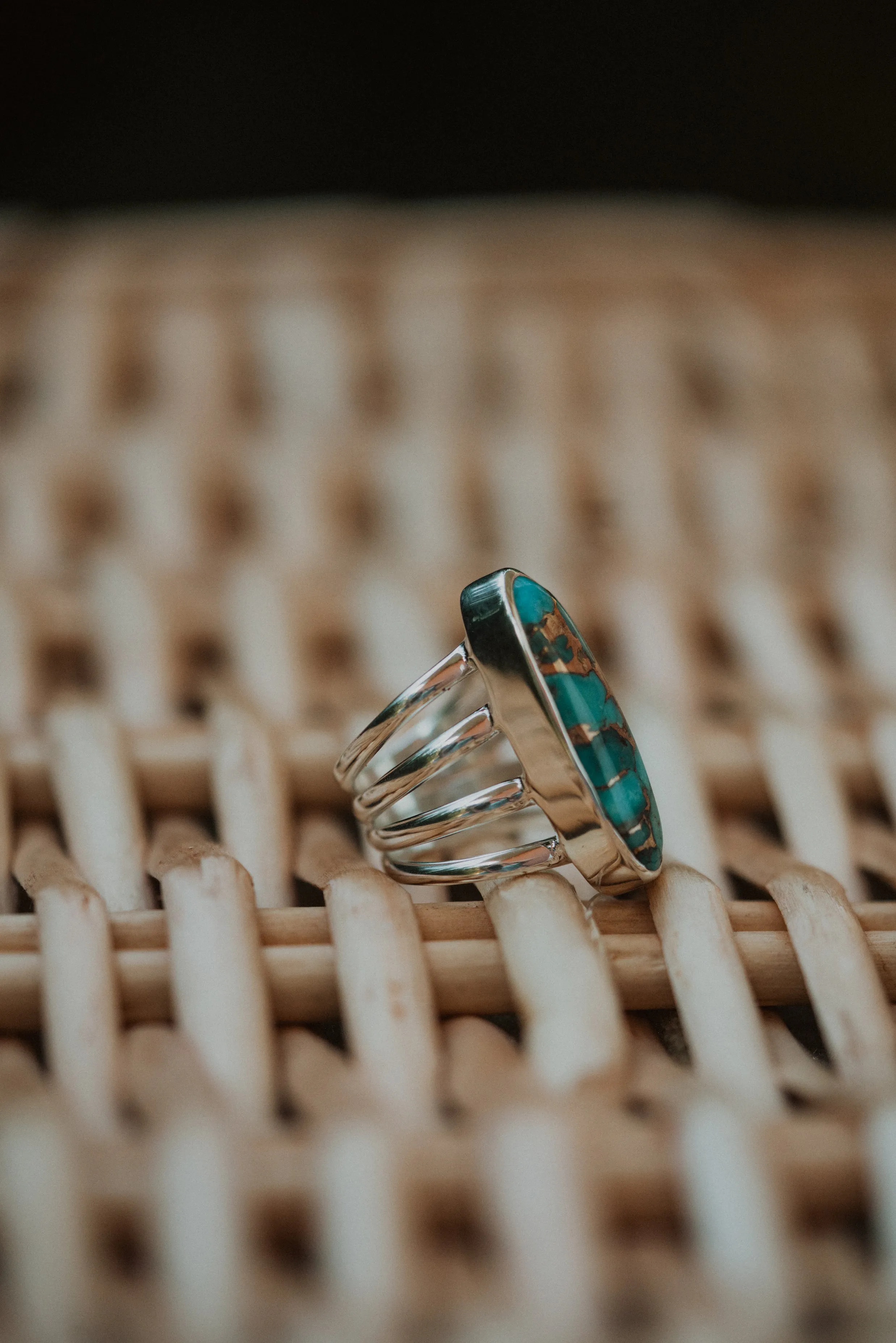 Cheyenne Ring | Blue Copper Turquoise sold by Goldie Lew product image thumbnail 5