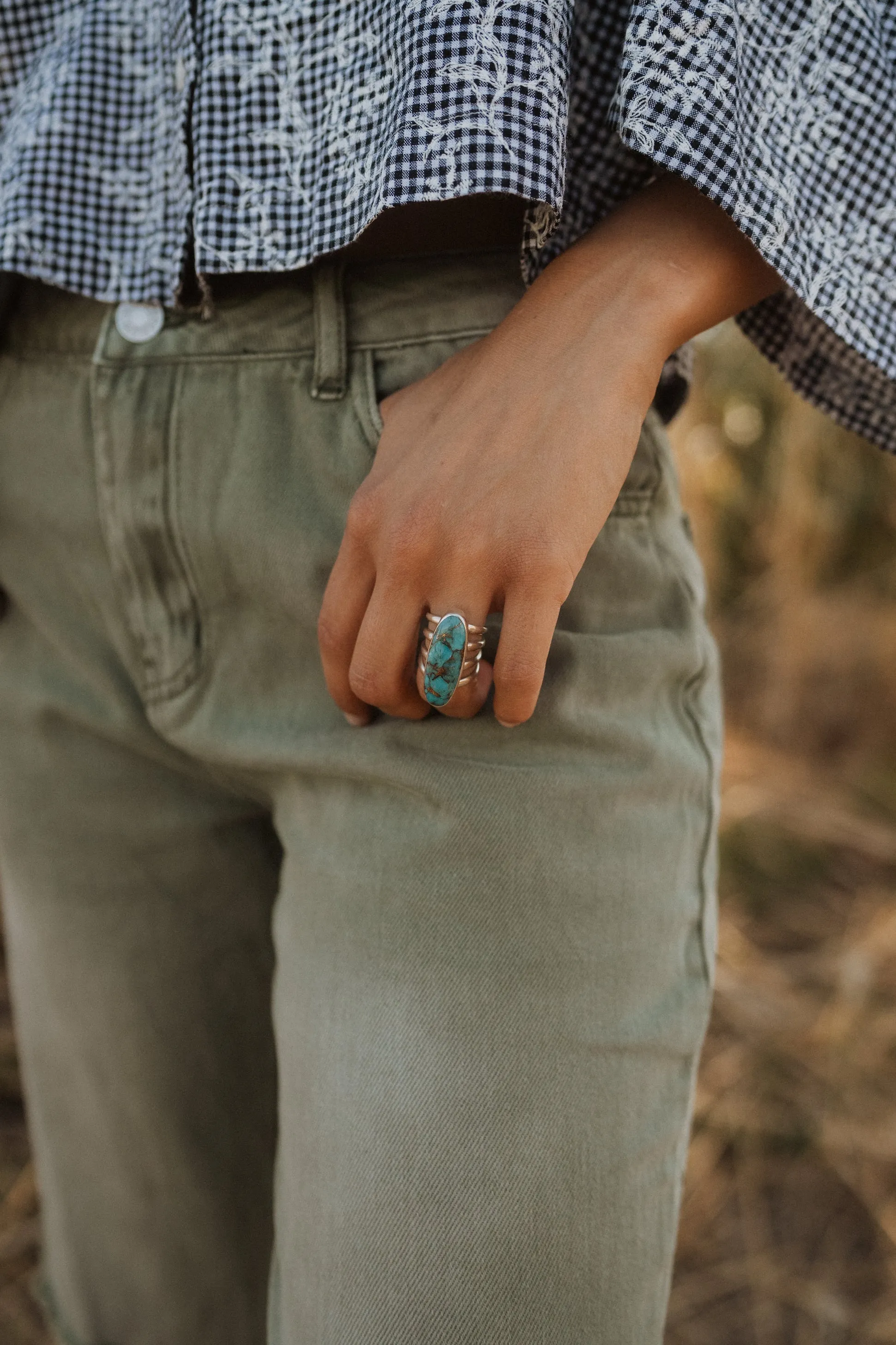 Cheyenne Ring | Blue Copper Turquoise sold by Goldie Lew product image thumbnail 2