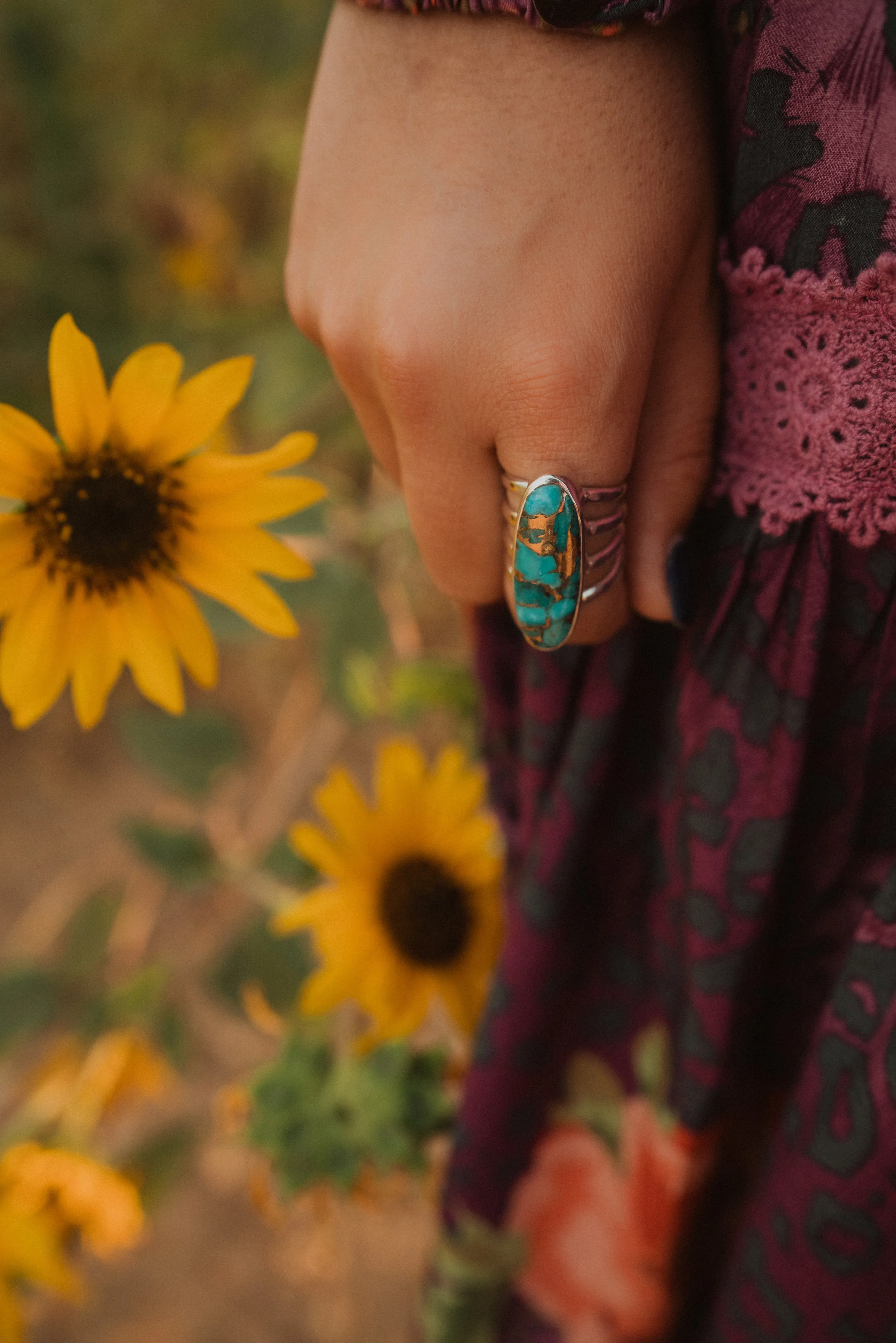Cheyenne Ring | Blue Copper Turquoise sold by Goldie Lew product image thumbnail 3