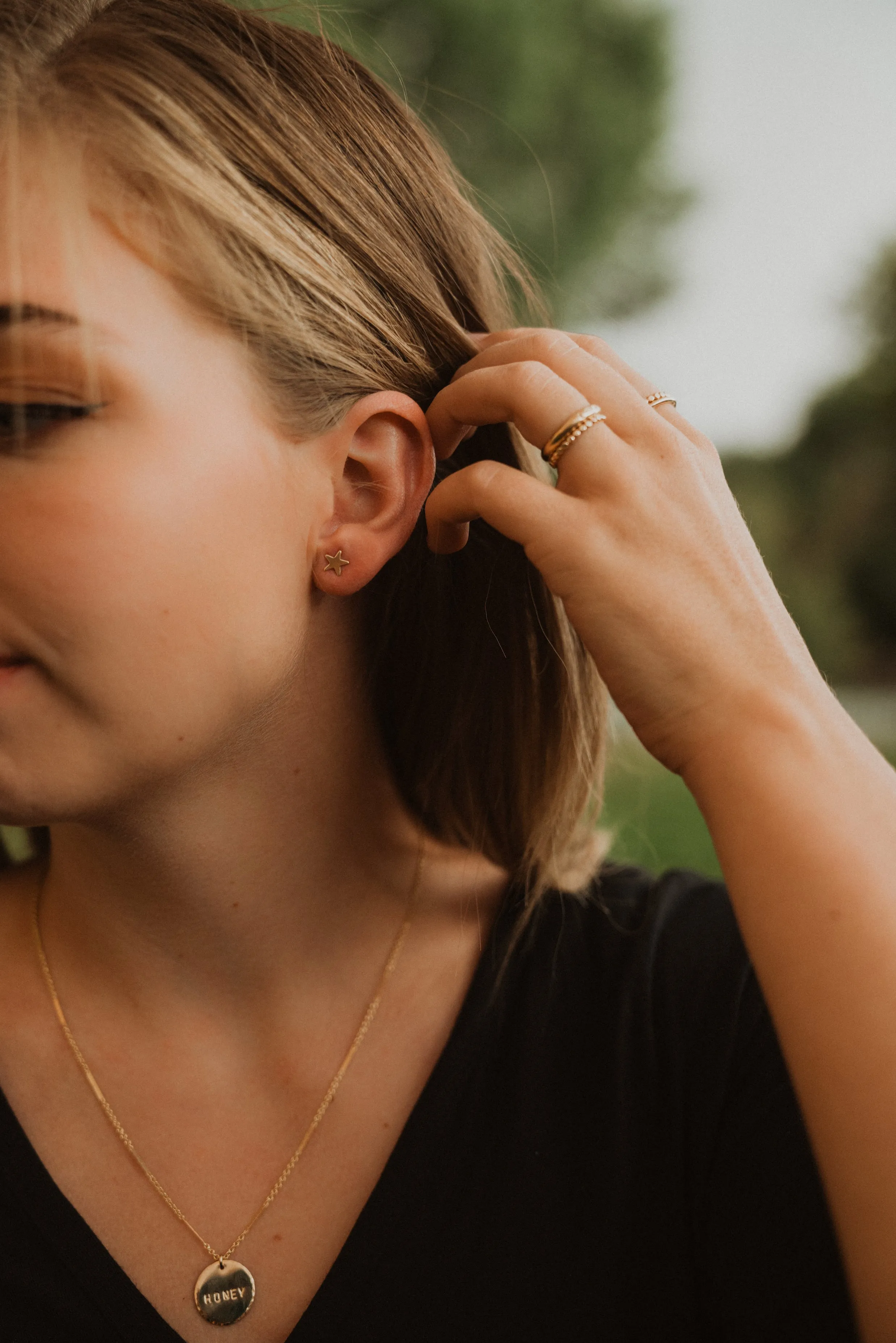 Gold Moon and Star Studs sold by Goldie Lew product image thumbnail 3