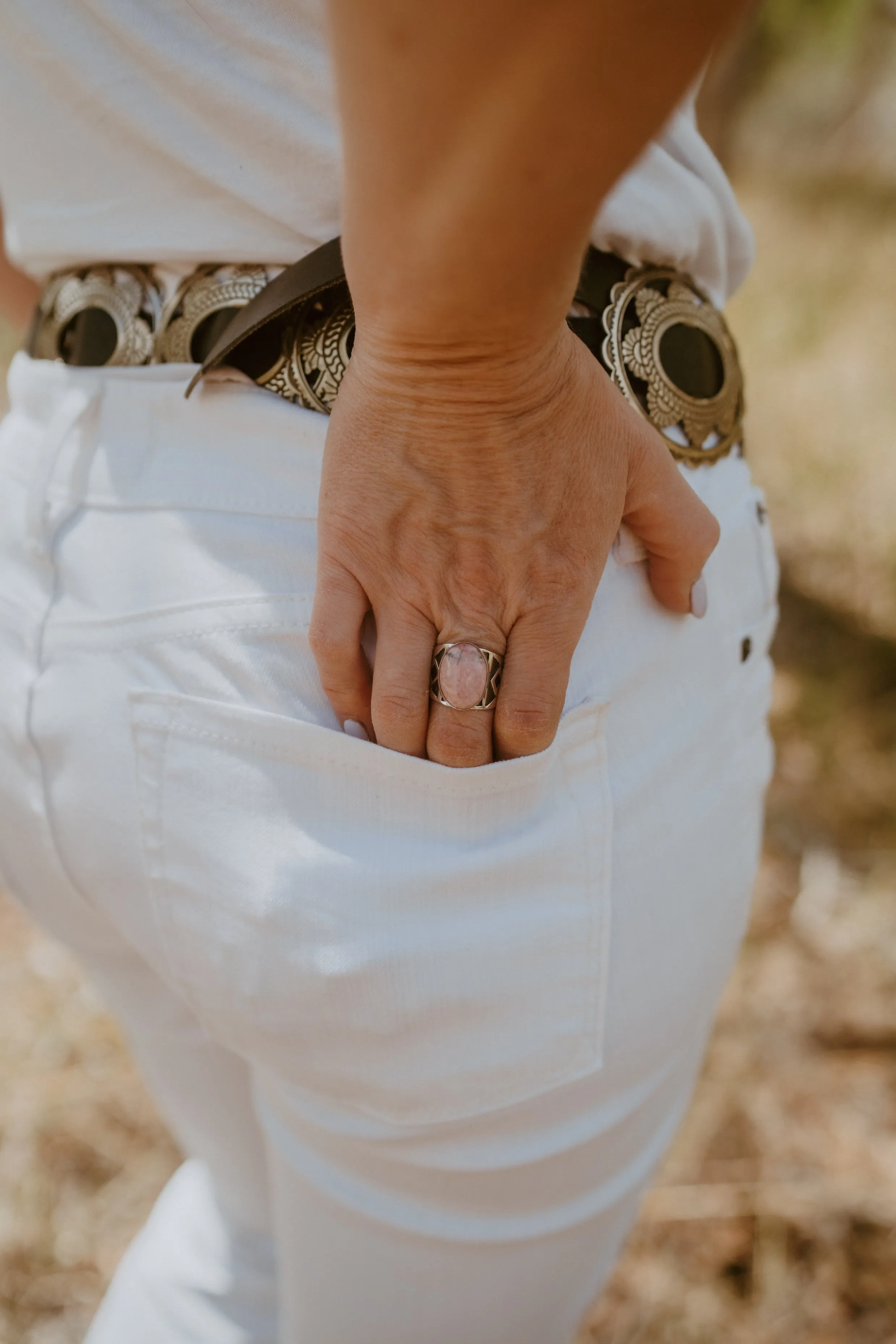 Joan Ring | Oval | Pink Rhodonite - FINAL SALE sold by Goldie Lew product image thumbnail 3