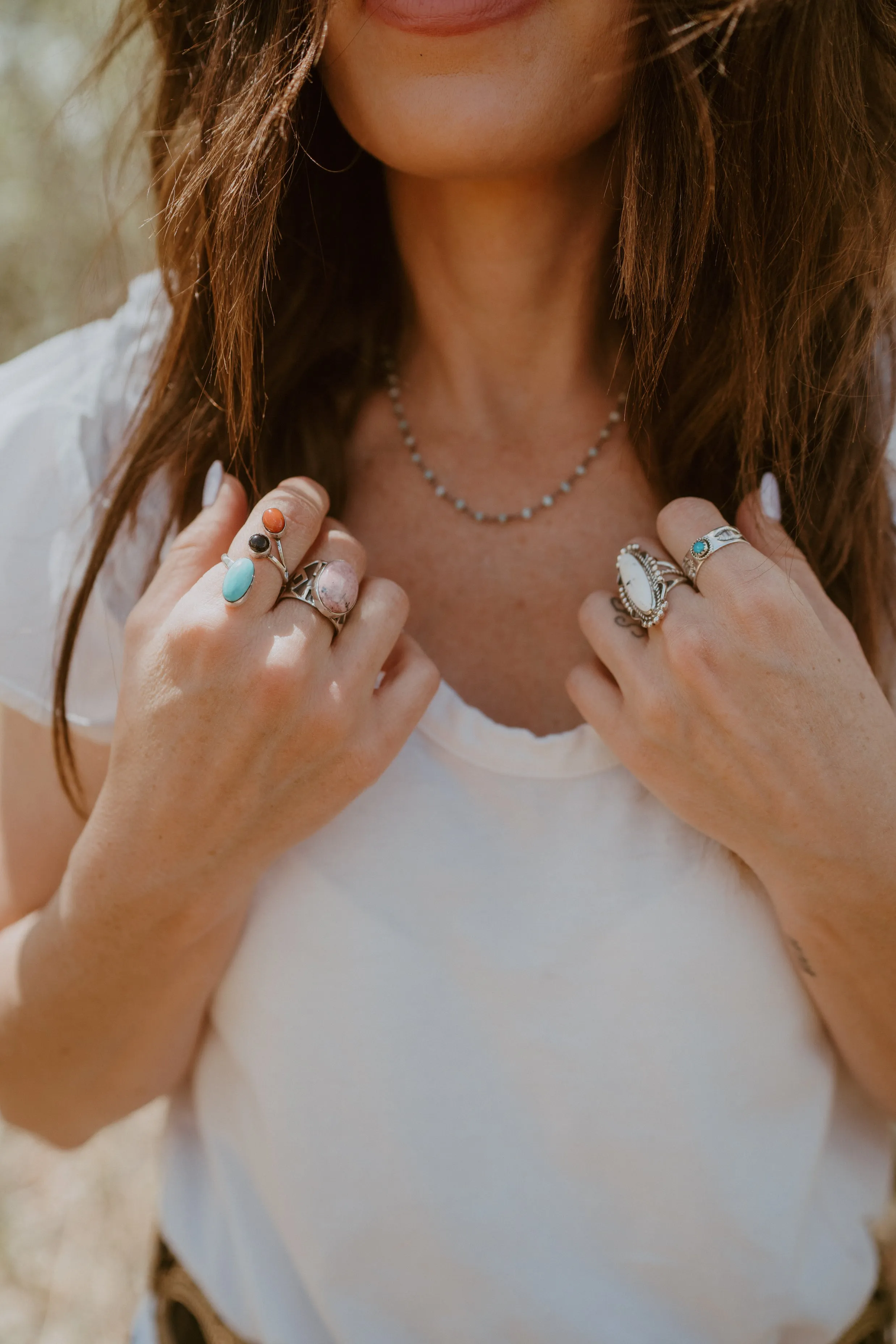 Joan Ring | Oval | Pink Rhodonite - FINAL SALE sold by Goldie Lew product image thumbnail 4