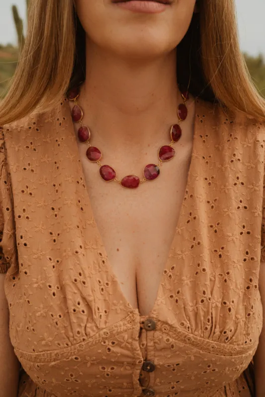 Arianna Necklace | Pink Chalcedony sold by Goldie Lew