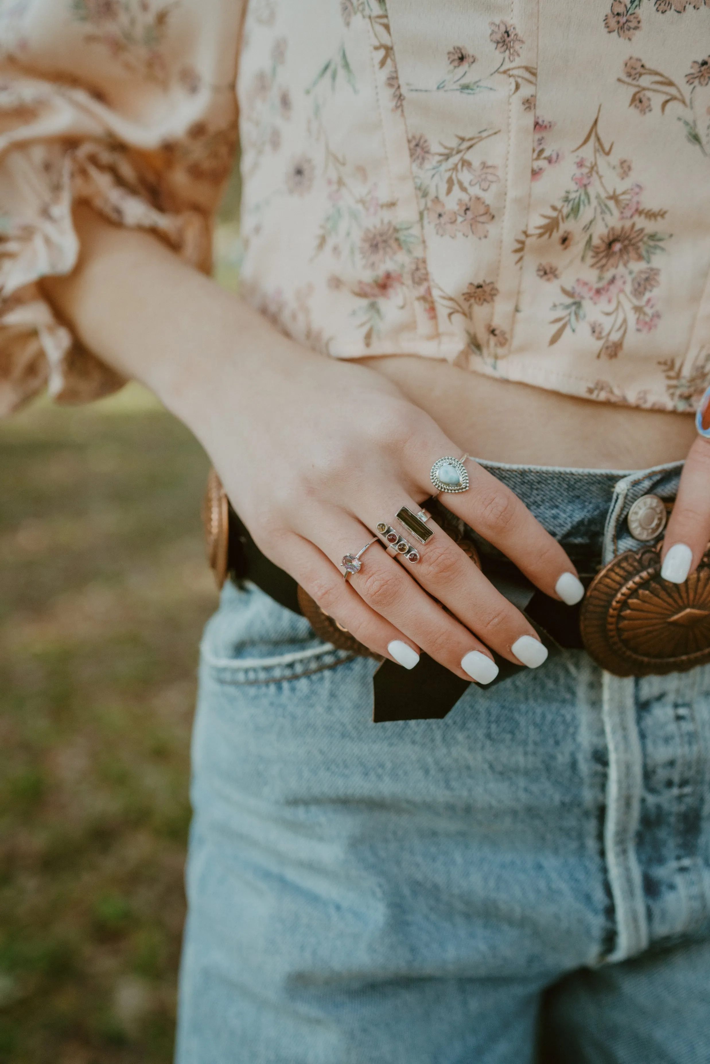 Sabrina Ring | Emerald + Tourmaline sold by Goldie Lew product image thumbnail 5