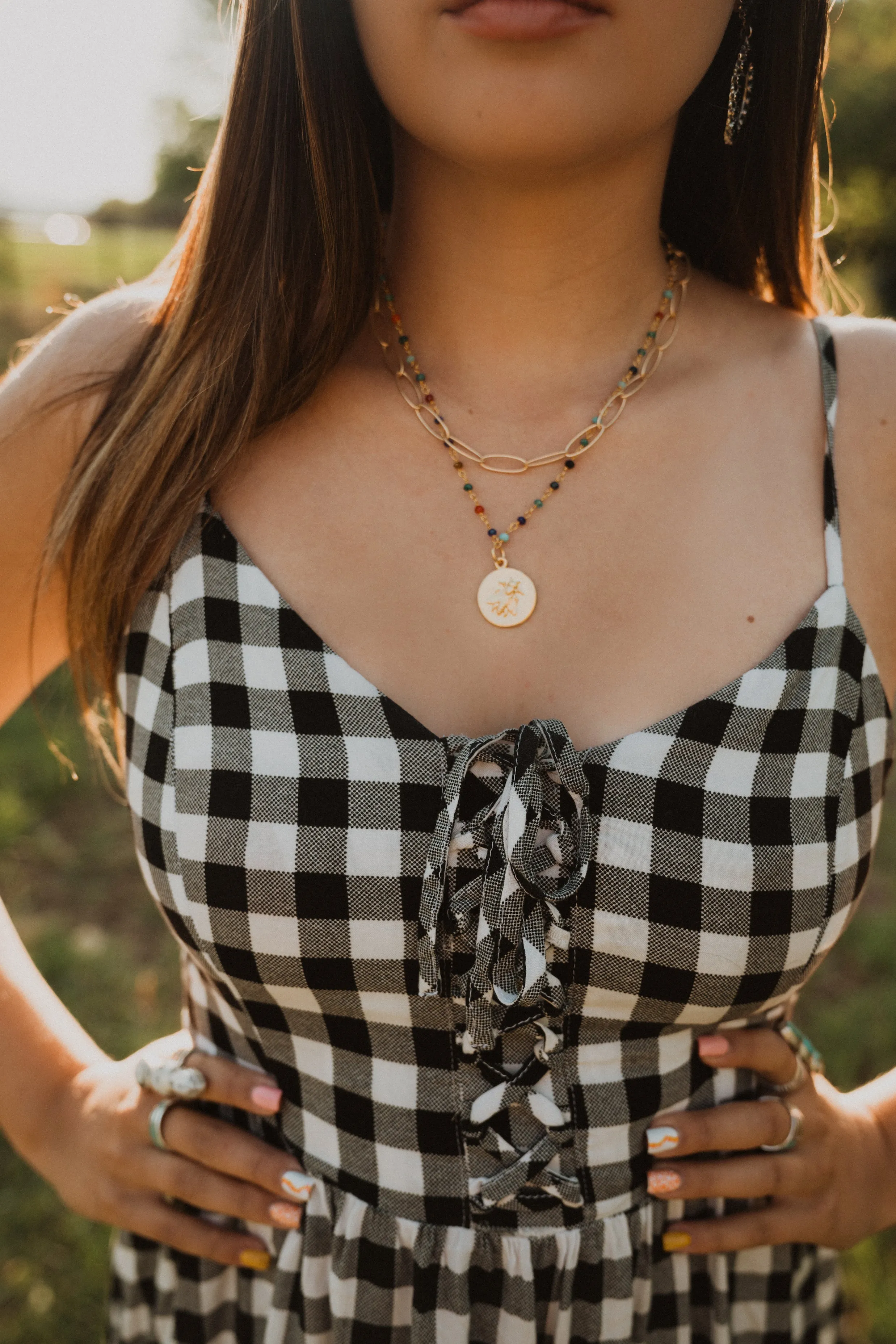 Bee Necklace | Gold | Multicolored Chain sold by Goldie Lew product image thumbnail 3