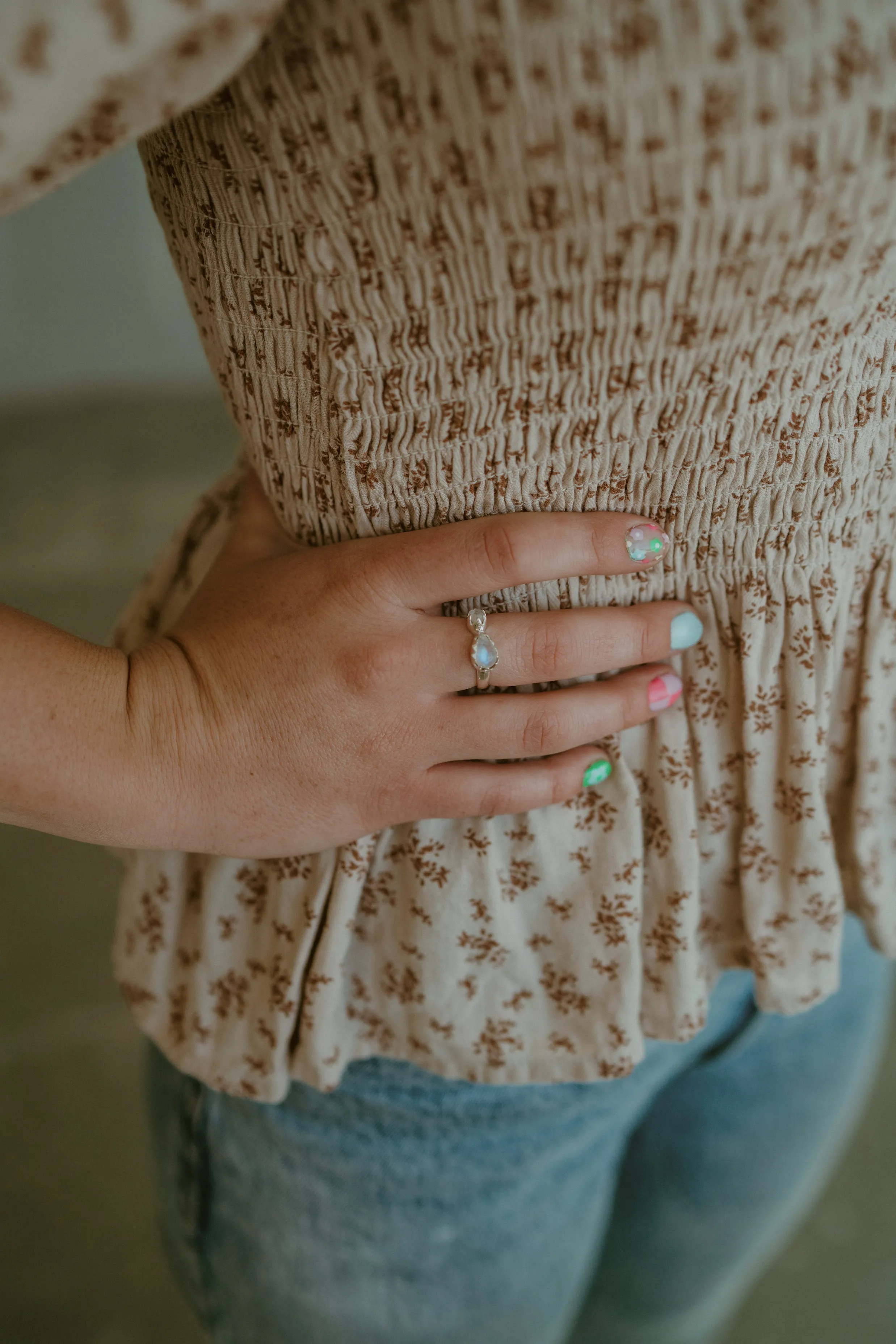 Bradlee Ring | Rainbow Moonstone sold by Goldie Lew product image thumbnail 2