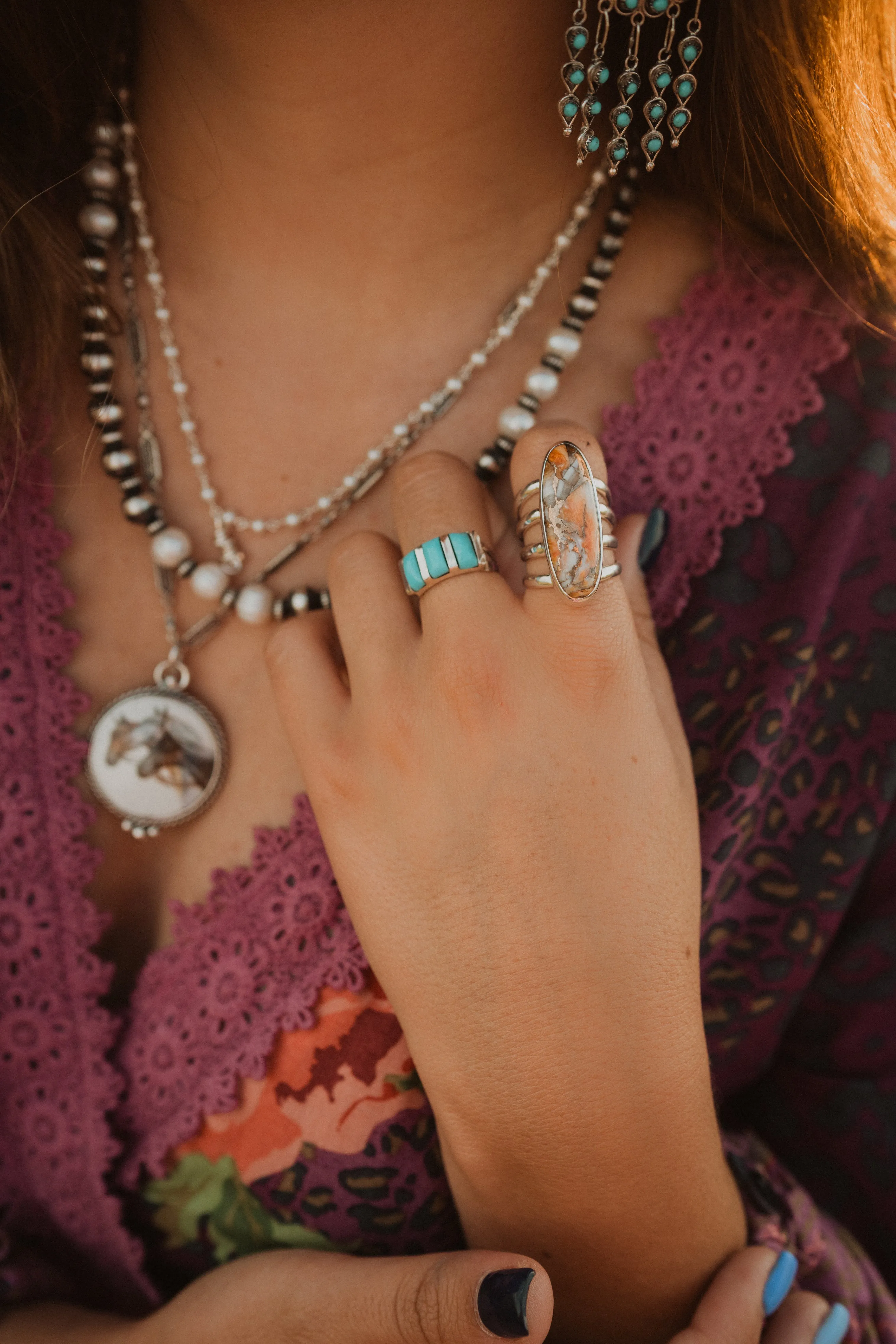 Donny Ring | Tri Stone Turquoise sold by Goldie Lew product image thumbnail 4