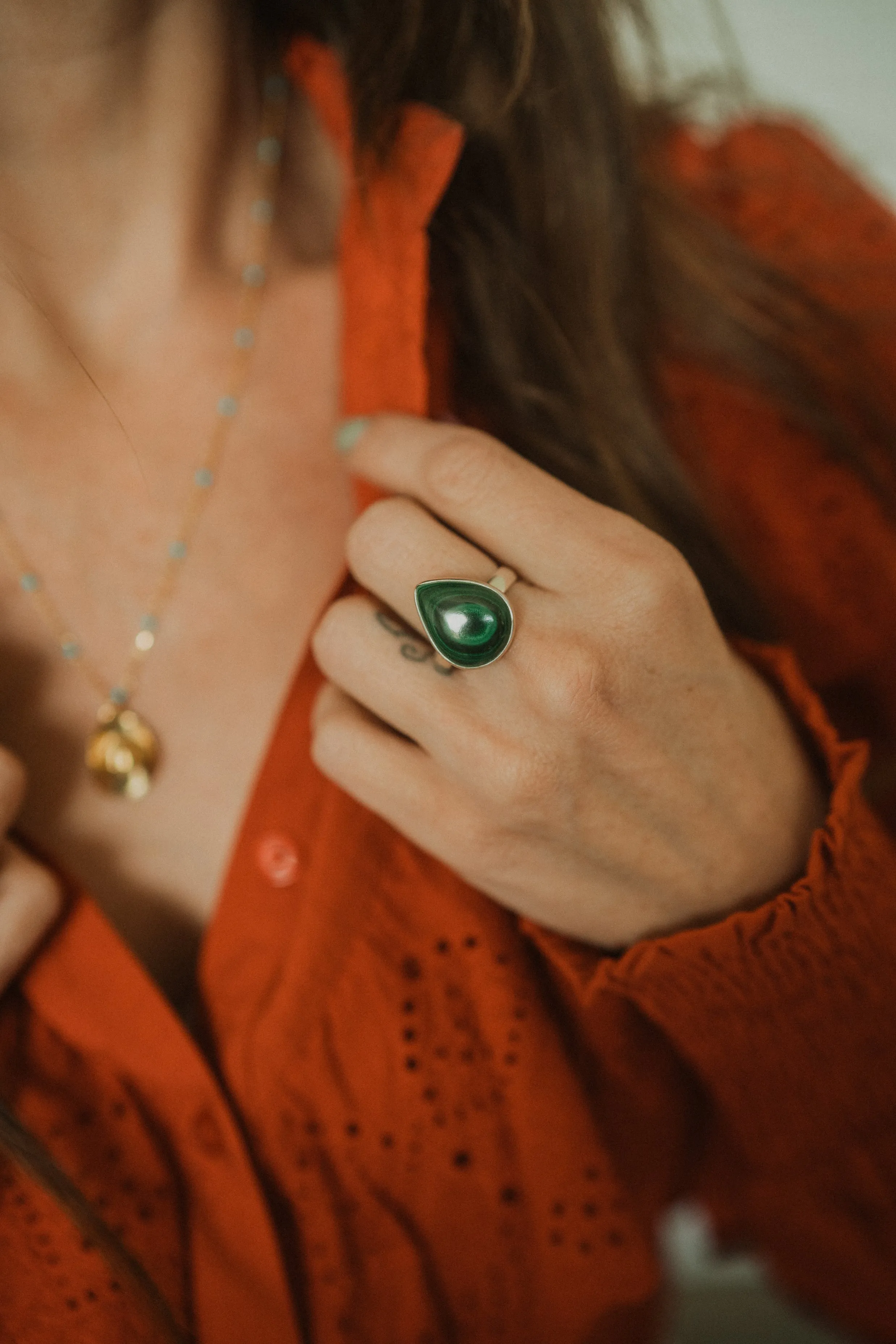 Bruna Ring | Malachite - FINAL SALE sold by Goldie Lew product image thumbnail 2