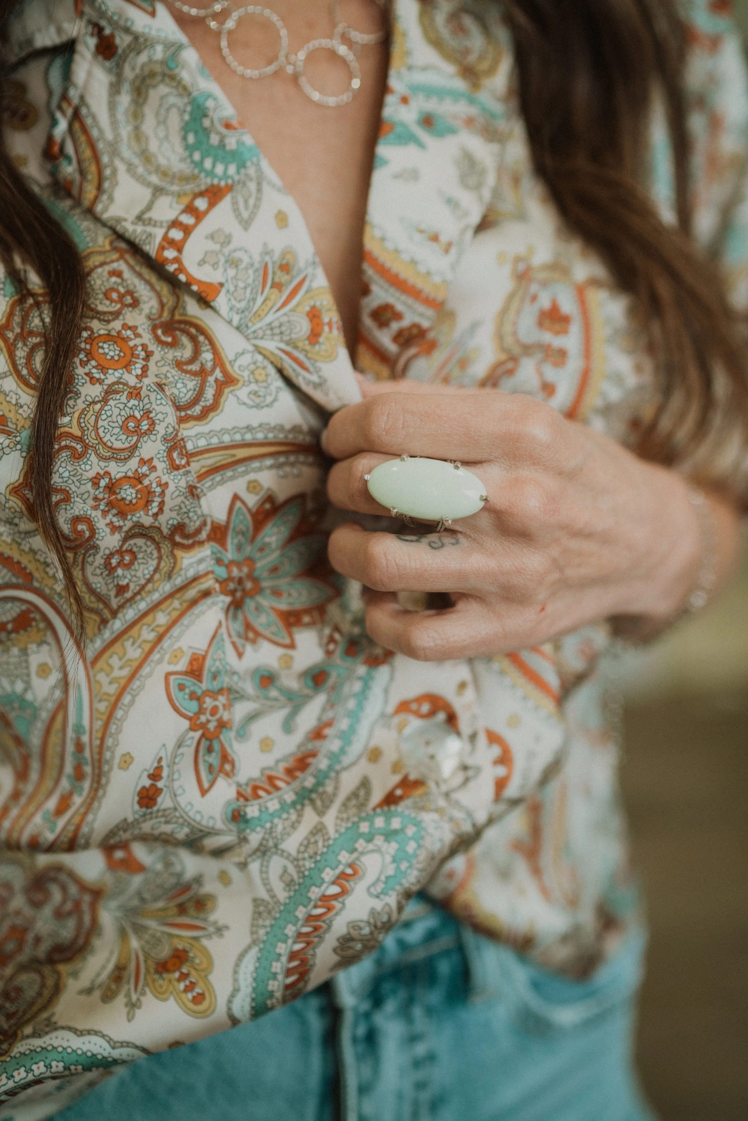 Lynn Ring | Lemon Chrysoprase sold by Goldie Lew product image thumbnail 2
