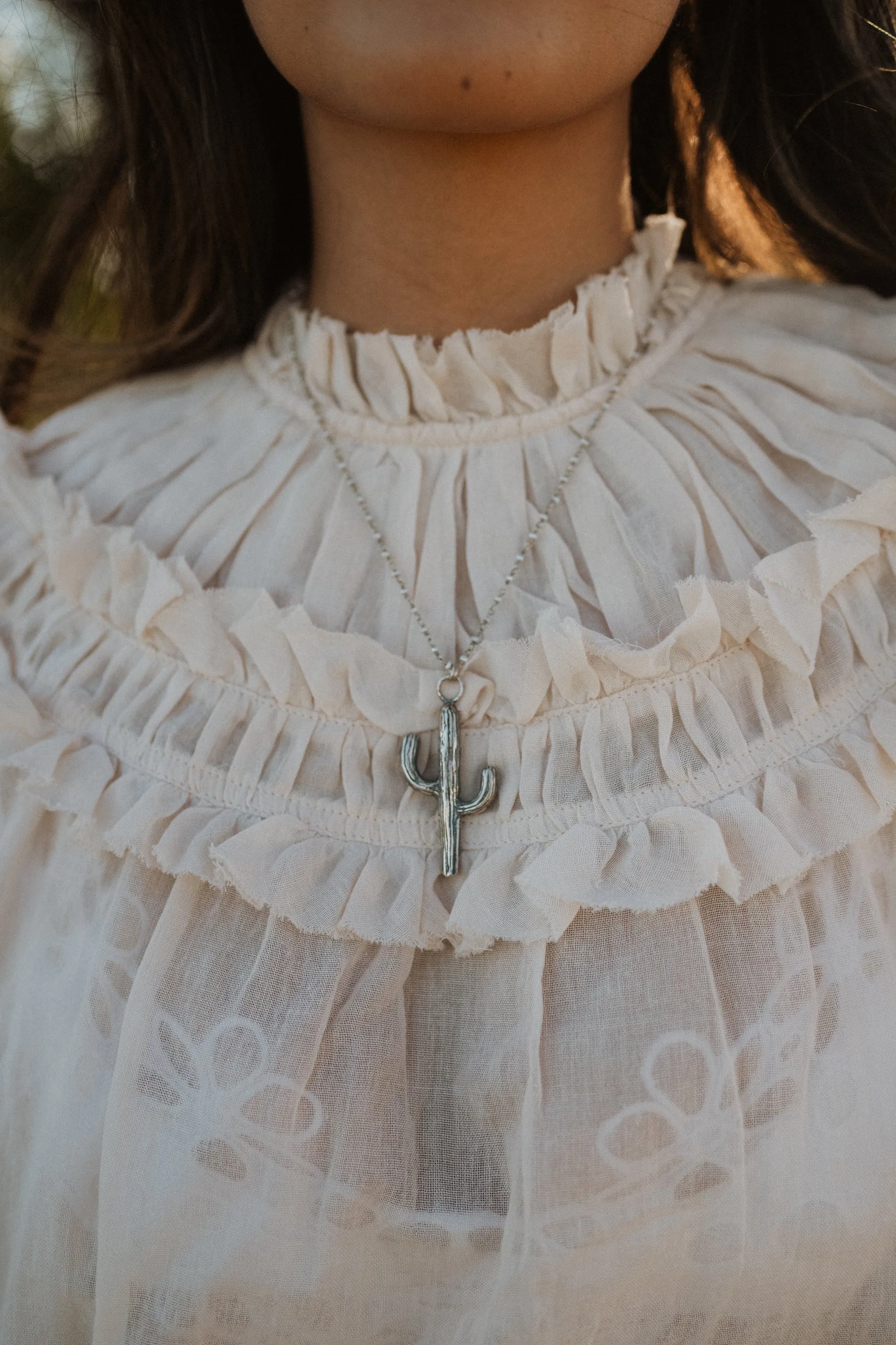 Cactus Necklace | Fresh Water Pearl and Silver sold by Goldie Lew product image thumbnail 3