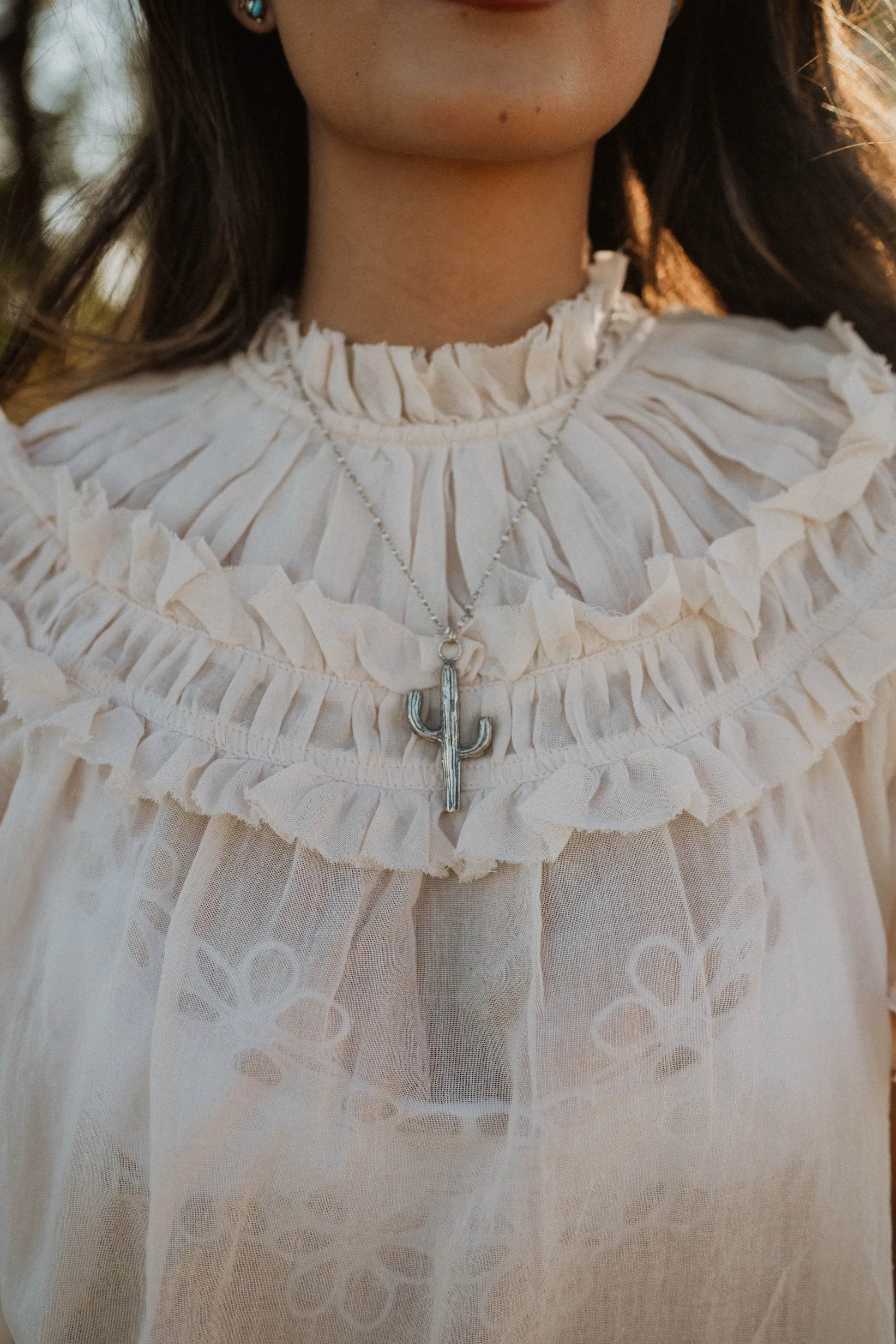 Cactus Necklace | Fresh Water Pearl and Silver sold by Goldie Lew product image thumbnail 2