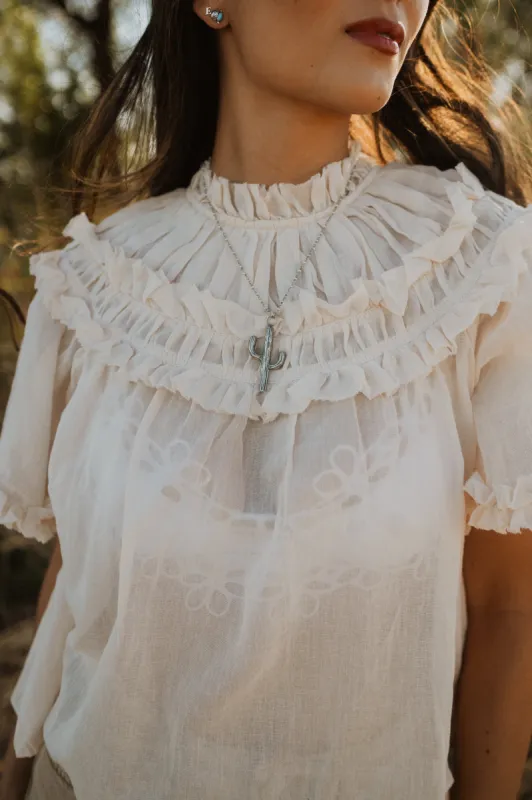 Cactus Necklace | Fresh Water Pearl and Silver sold by Goldie Lew