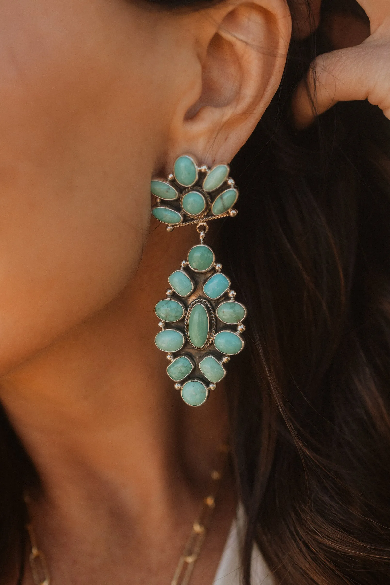 Dunstan Earrings | Turquoise sold by Goldie Lew product image thumbnail 2
