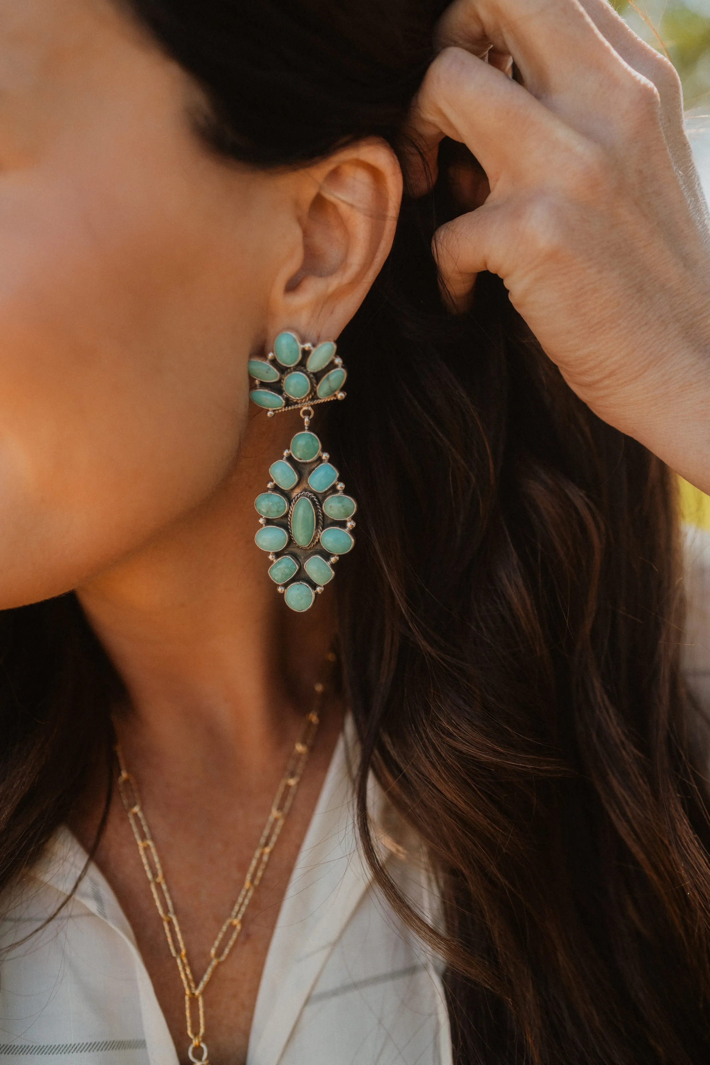 Dunstan Earrings | Turquoise sold by Goldie Lew product image thumbnail 3