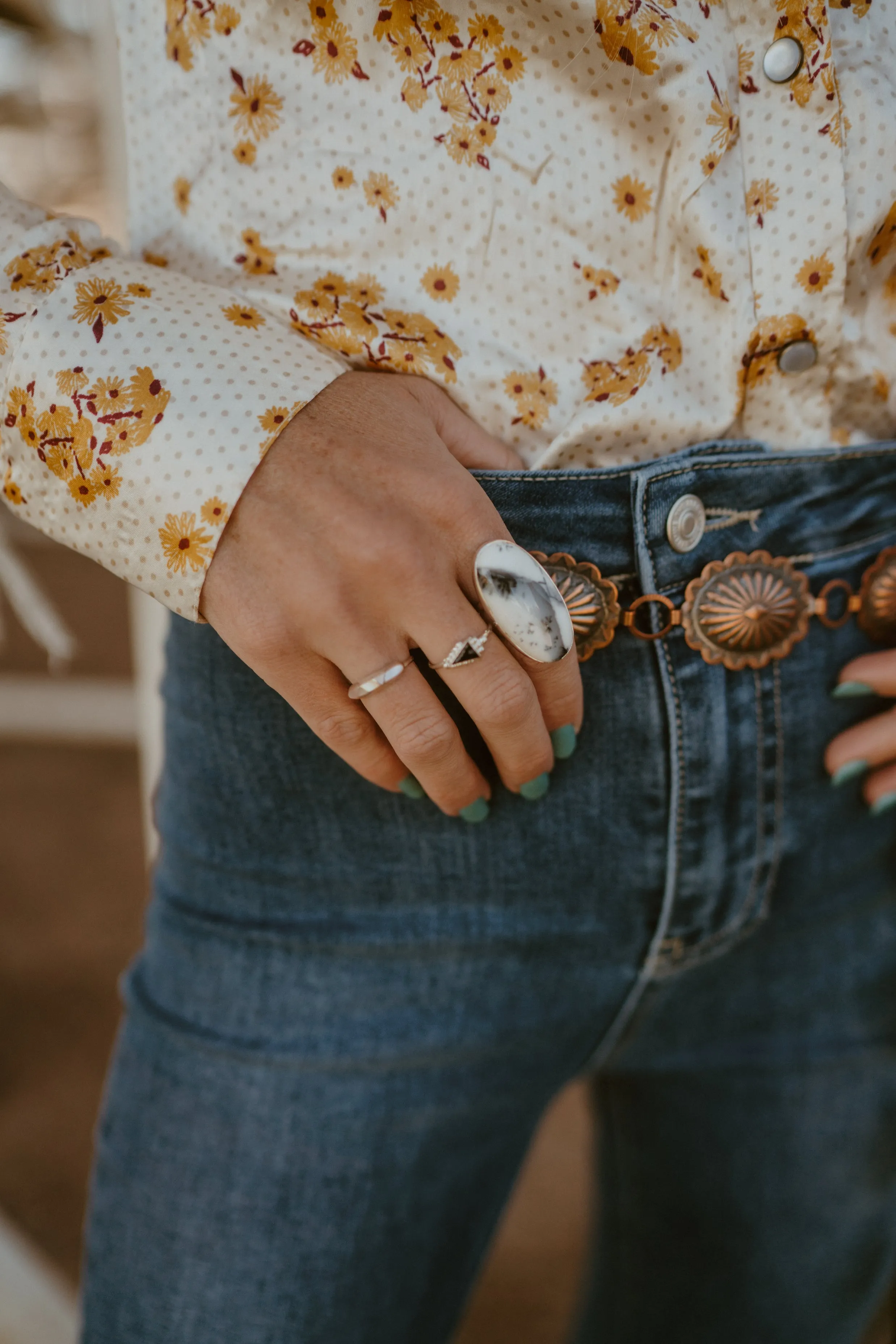 Kyree Ring | Pink Mother of Pearl sold by Goldie Lew product image thumbnail 4