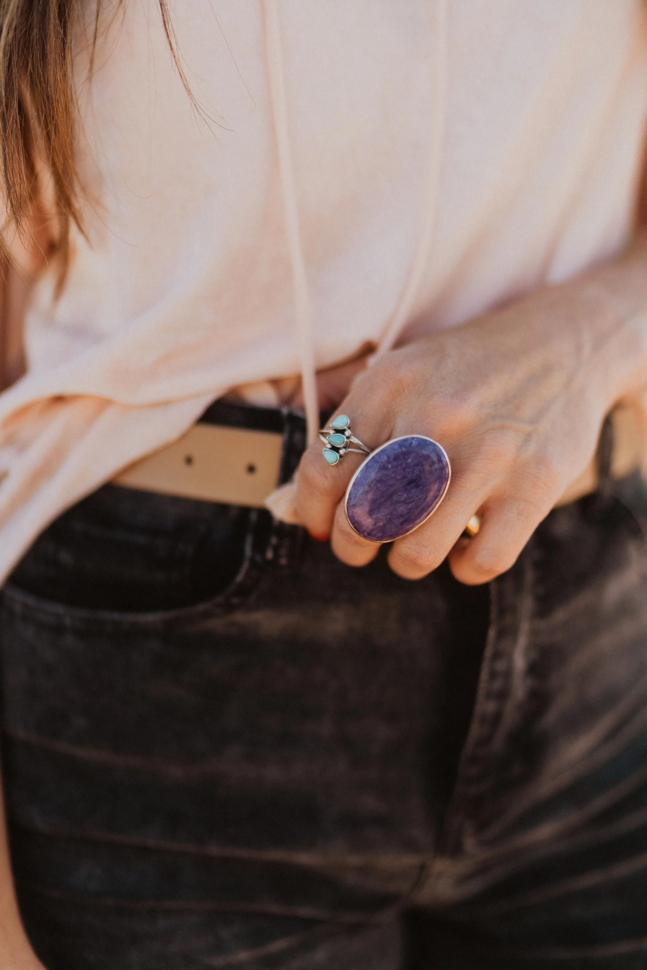 Cosma Ring | Purple Charoite sold by Goldie Lew product image thumbnail 4