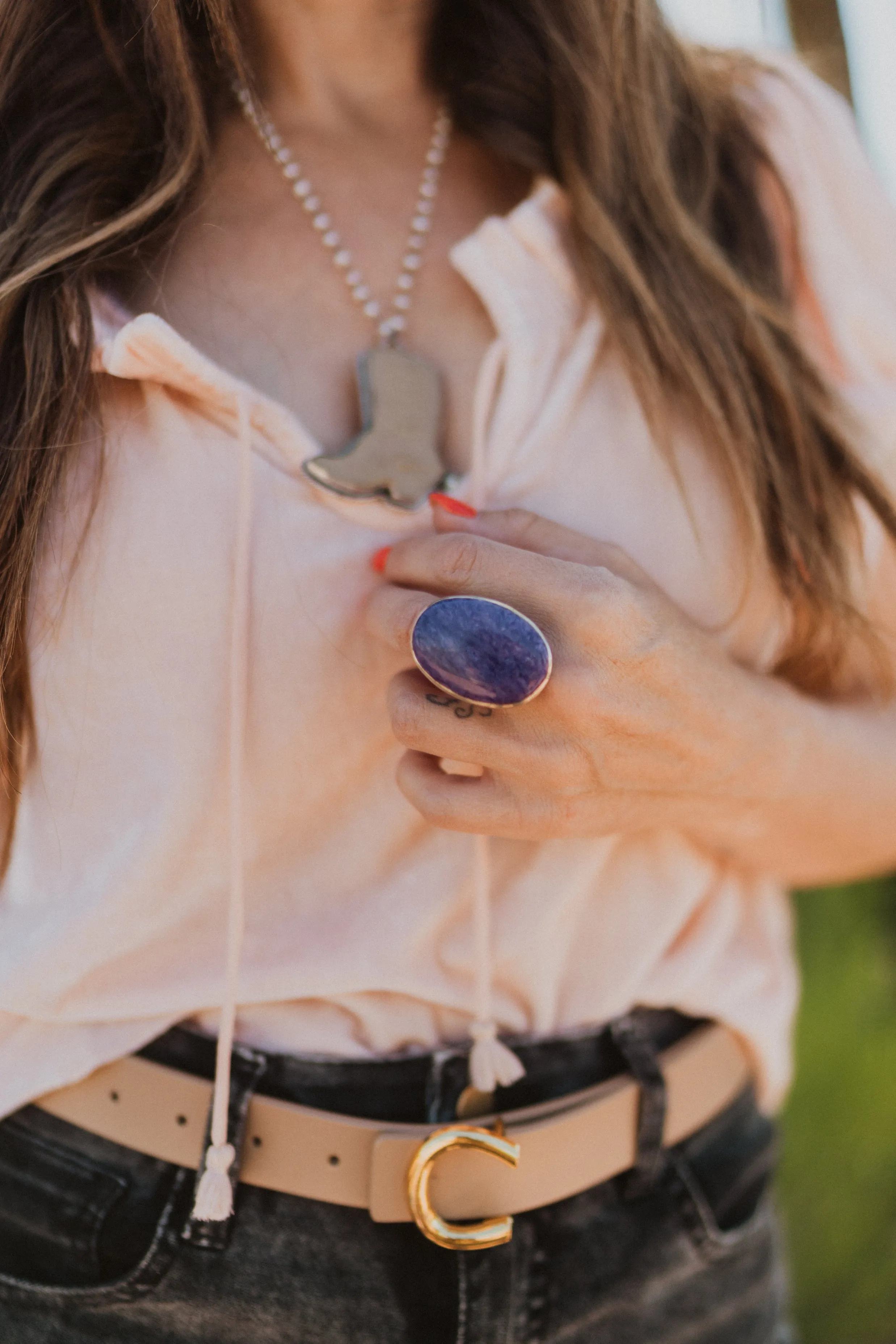 Cosma Ring | Purple Charoite sold by Goldie Lew product image thumbnail 2