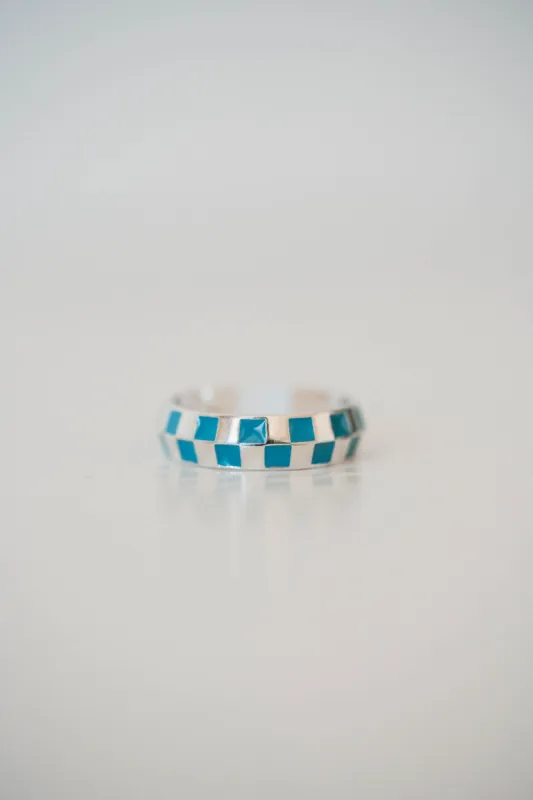 Checkered Ring | Turquoise sold by Goldie Lew
