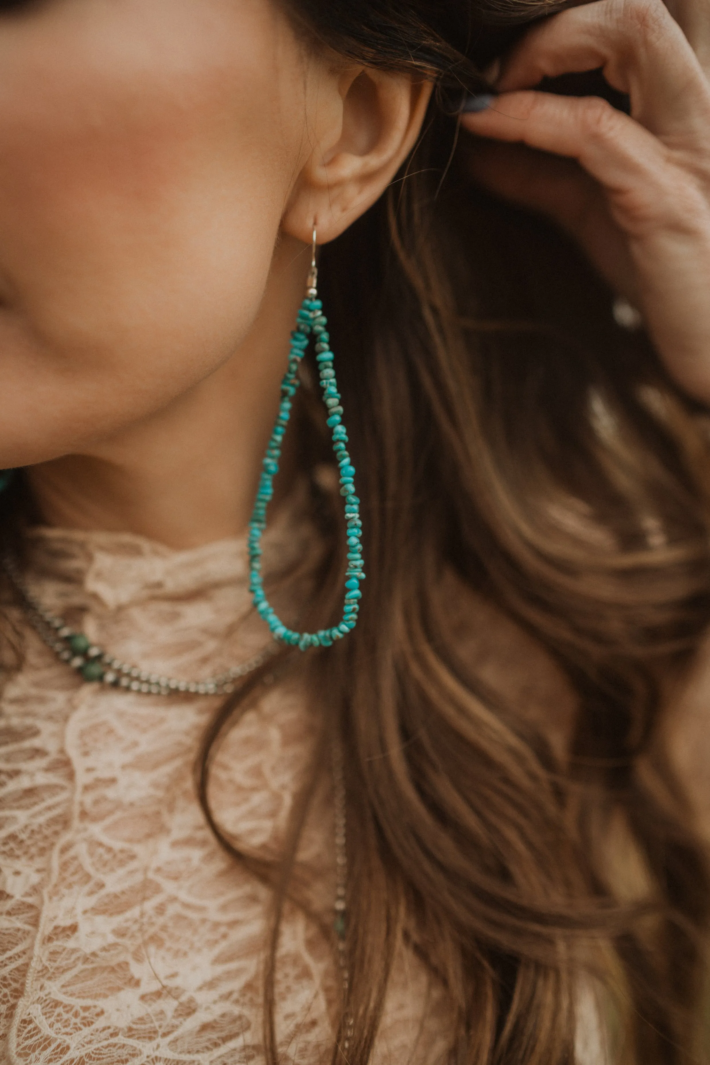 Shirley Earrings | Turquoise sold by Goldie Lew product image thumbnail 2