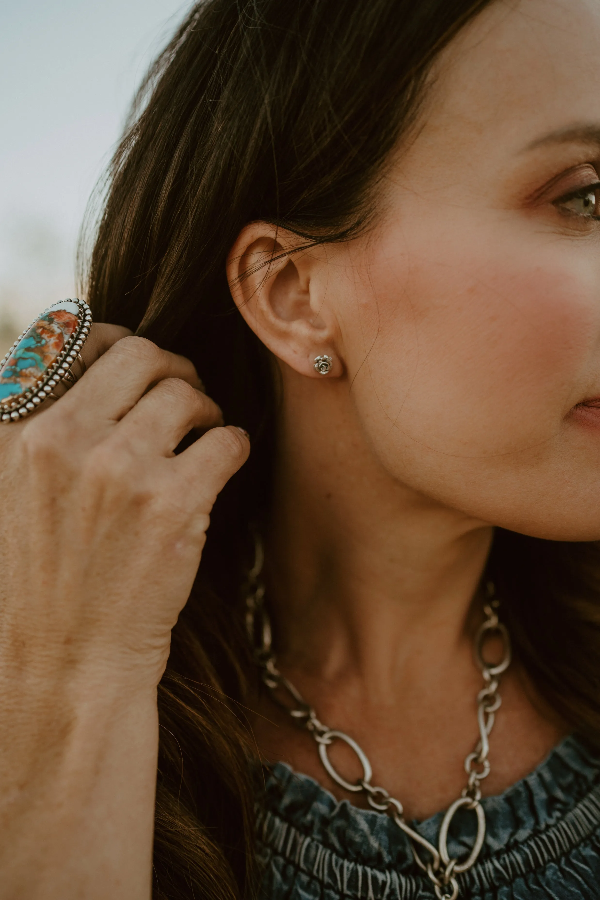 Rose Studs | Silver sold by Goldie Lew product image thumbnail 2