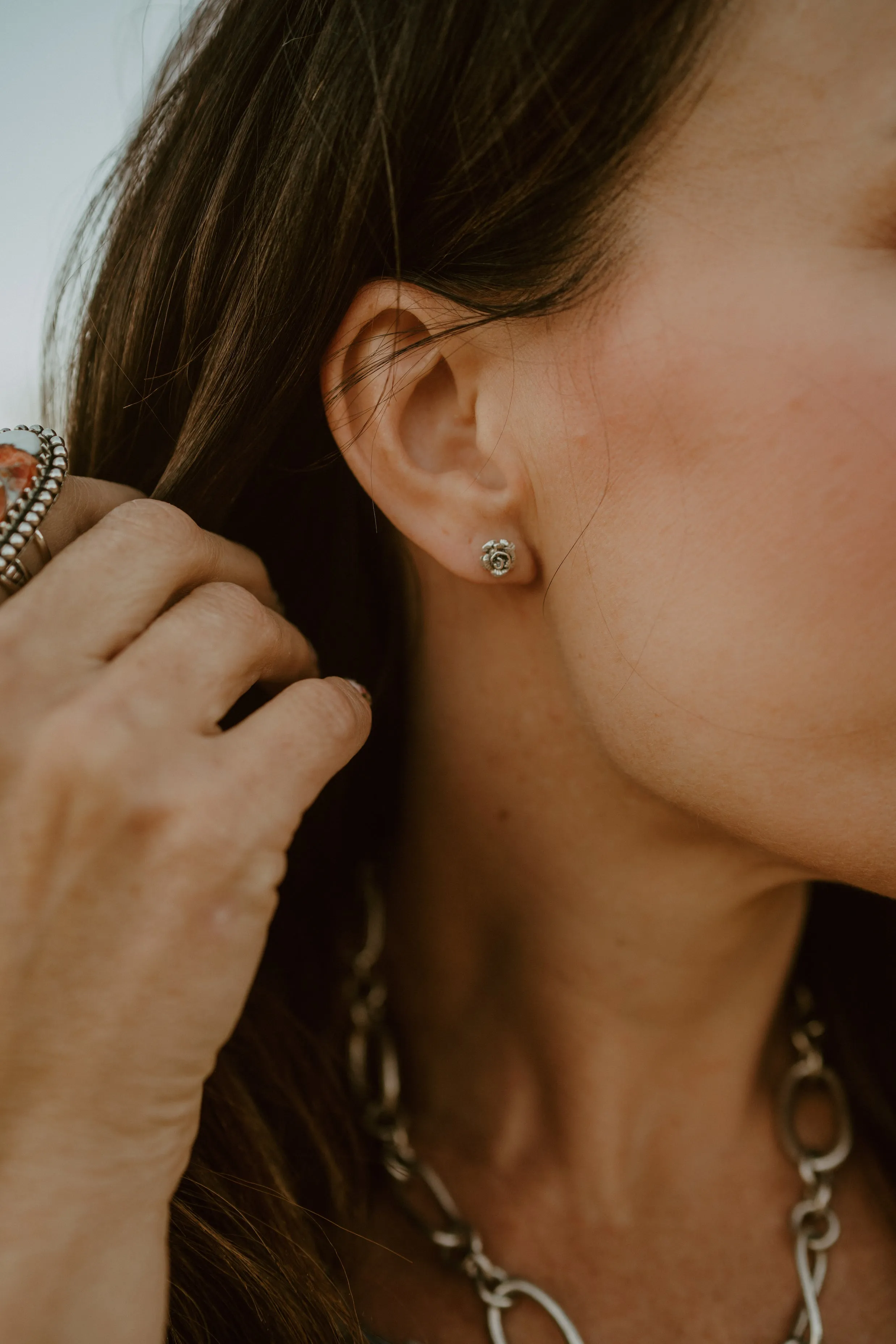 Rose Studs | Silver sold by Goldie Lew product image thumbnail 3