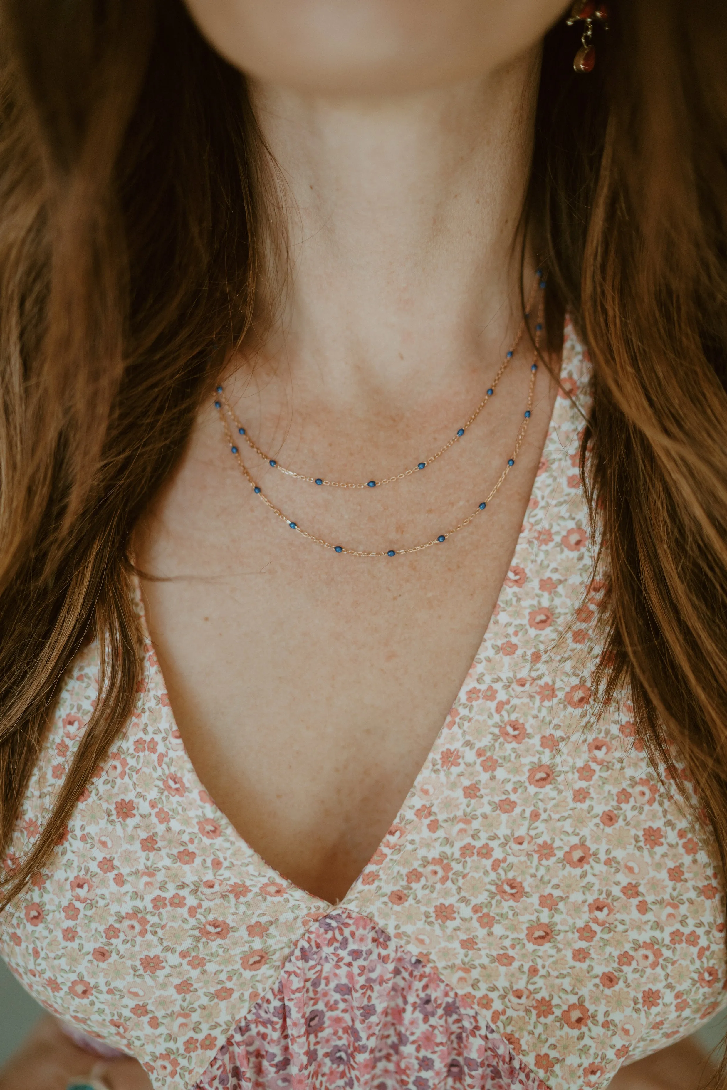 Double Strand Maria Necklace | Rose Gold + Blue sold by Goldie Lew