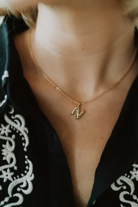 Bubble Initial Necklace sold by Goldie Lew