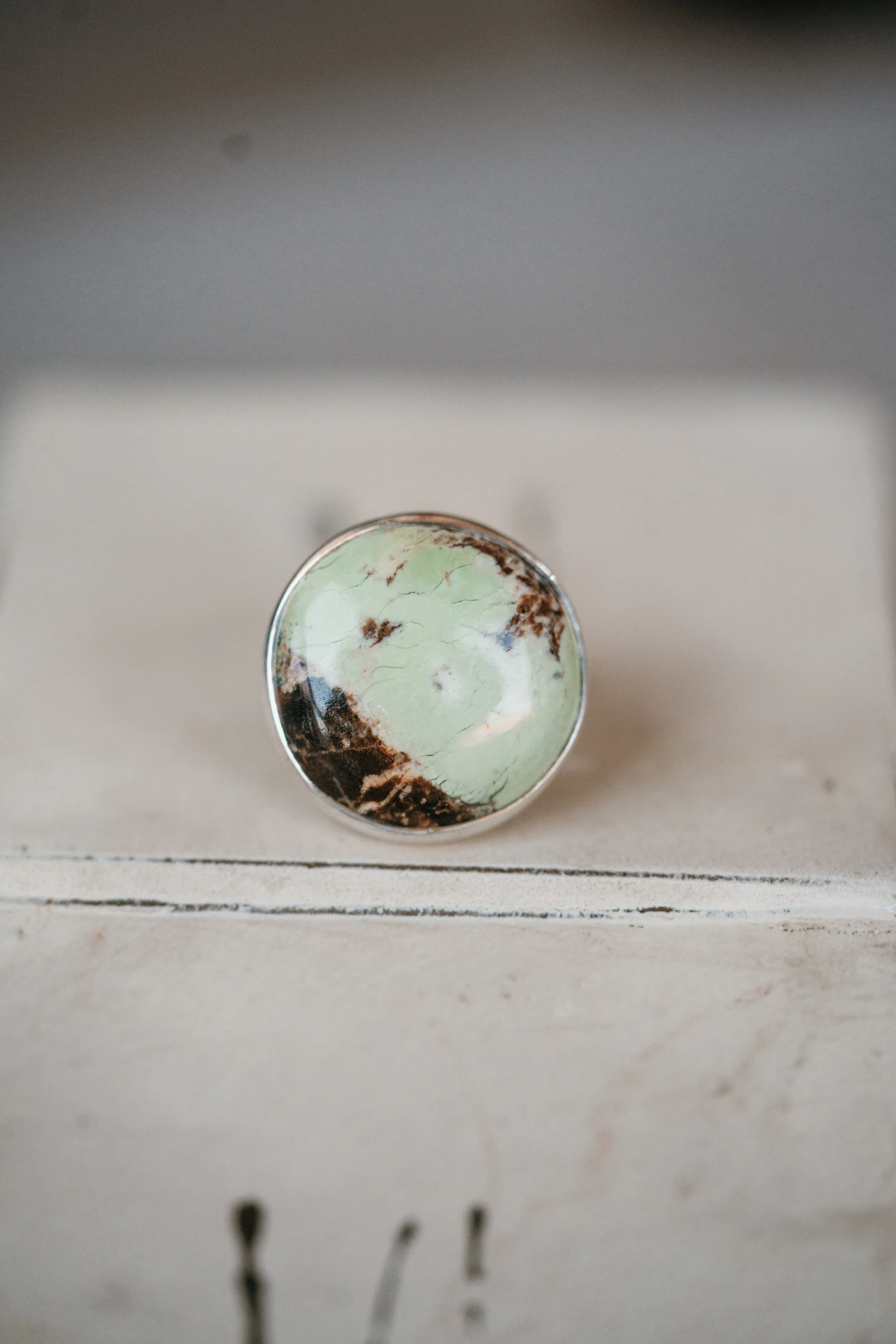 Kesha Ring | Lemon Chrysoprase sold by Goldie Lew
