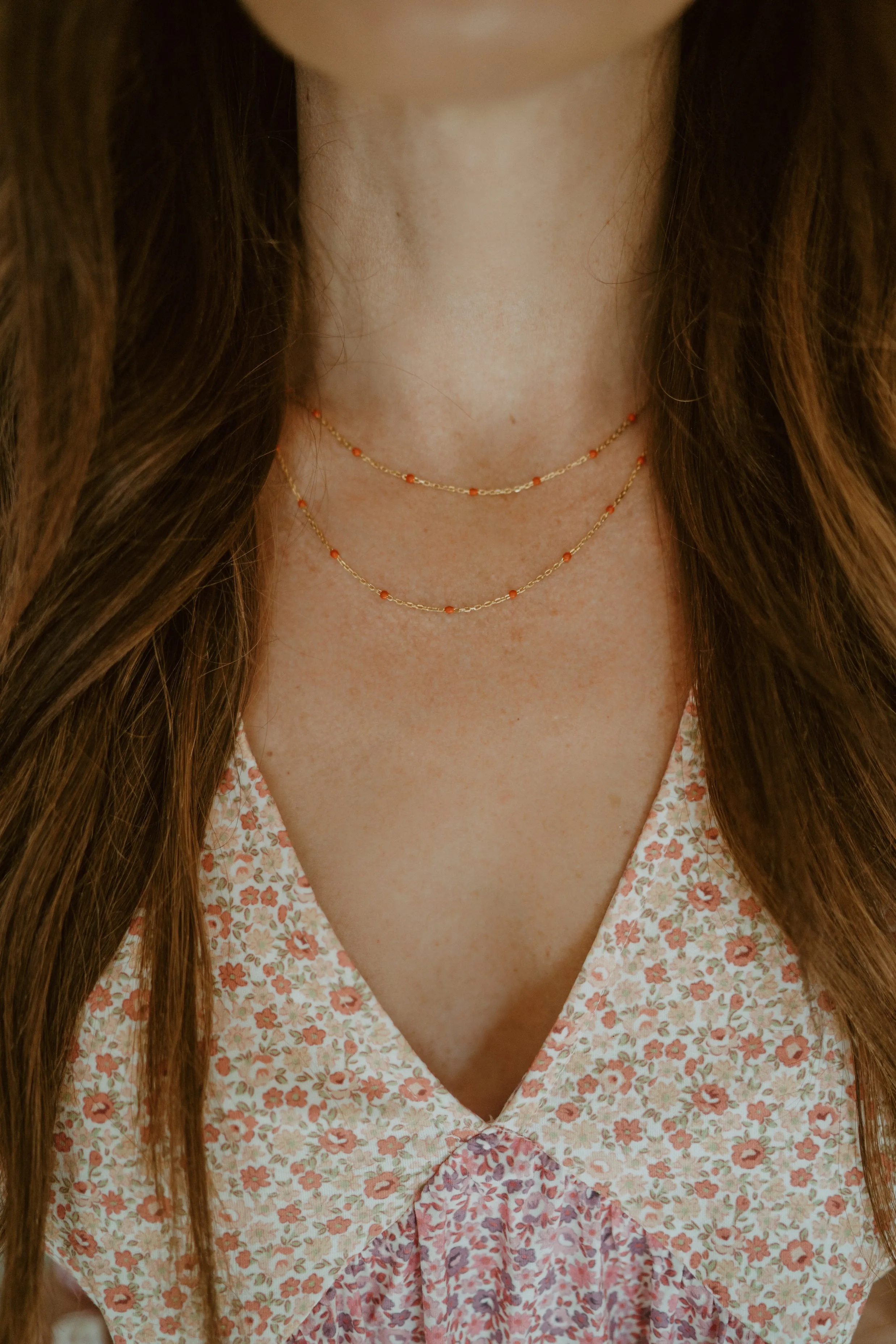 Double Strand Maria Necklace | Red sold by Goldie Lew product image thumbnail 3