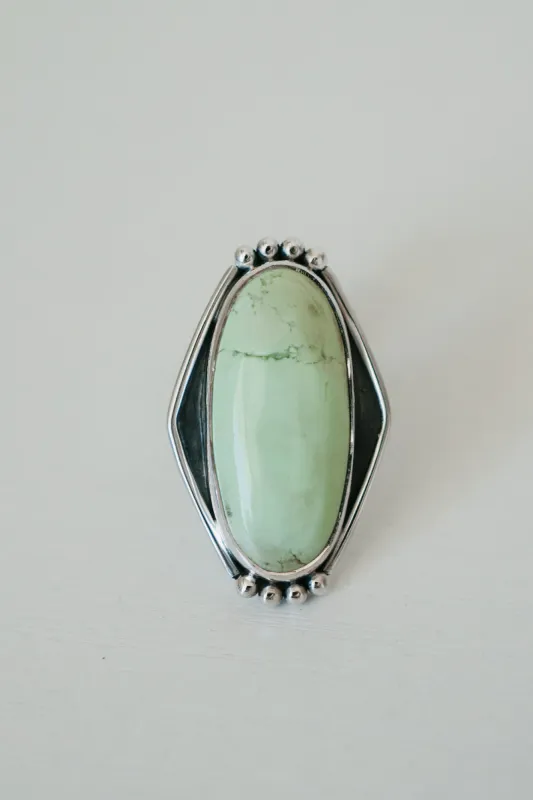 Jenni Kait Ring | Lemon Chrysoprase sold by Goldie Lew