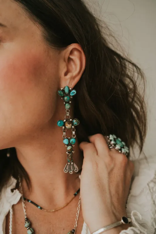 Jaqueline Earrings | Turquoise Chandelier sold by Goldie Lew