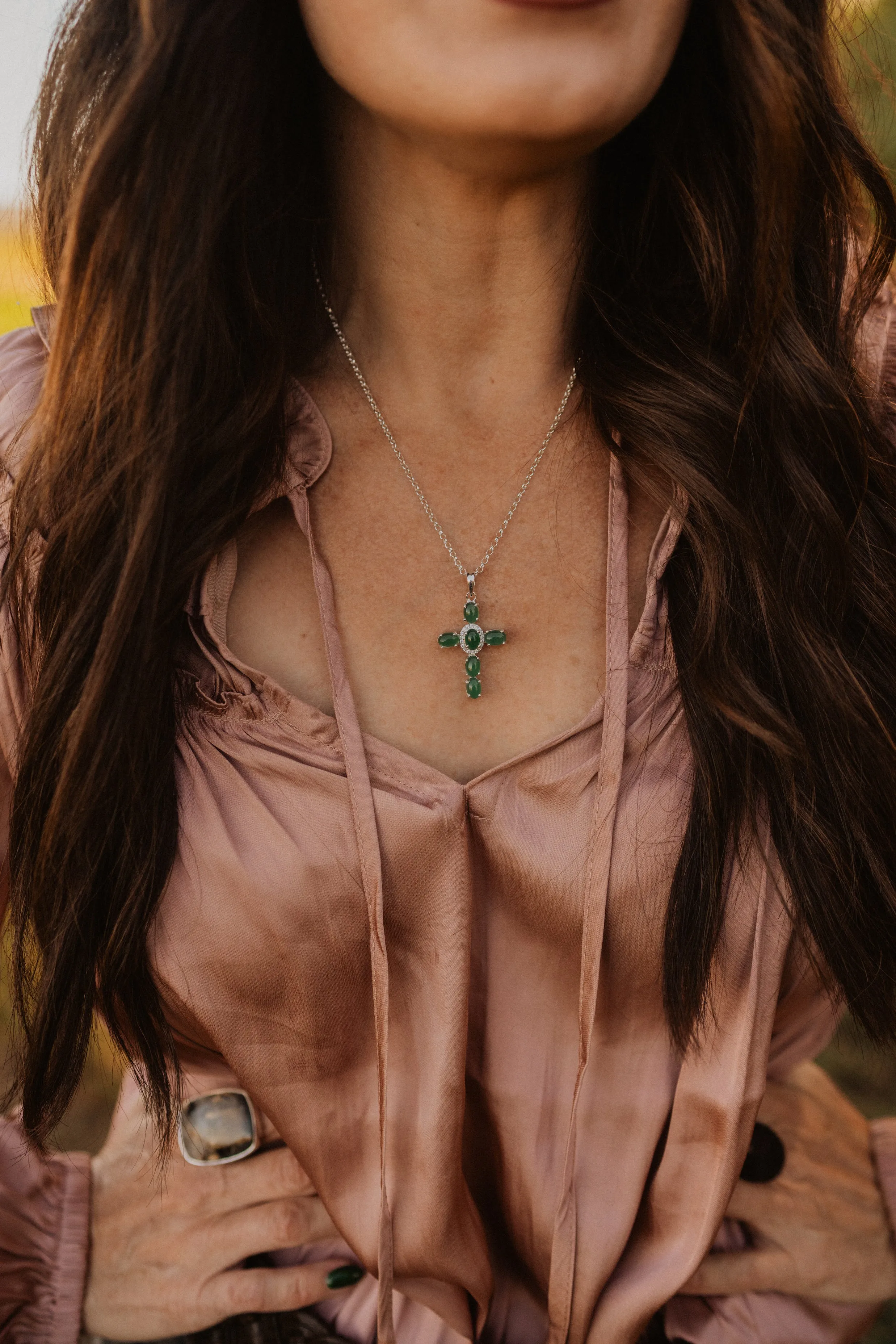 Emerald Cross Necklace sold by Goldie Lew product image thumbnail 2
