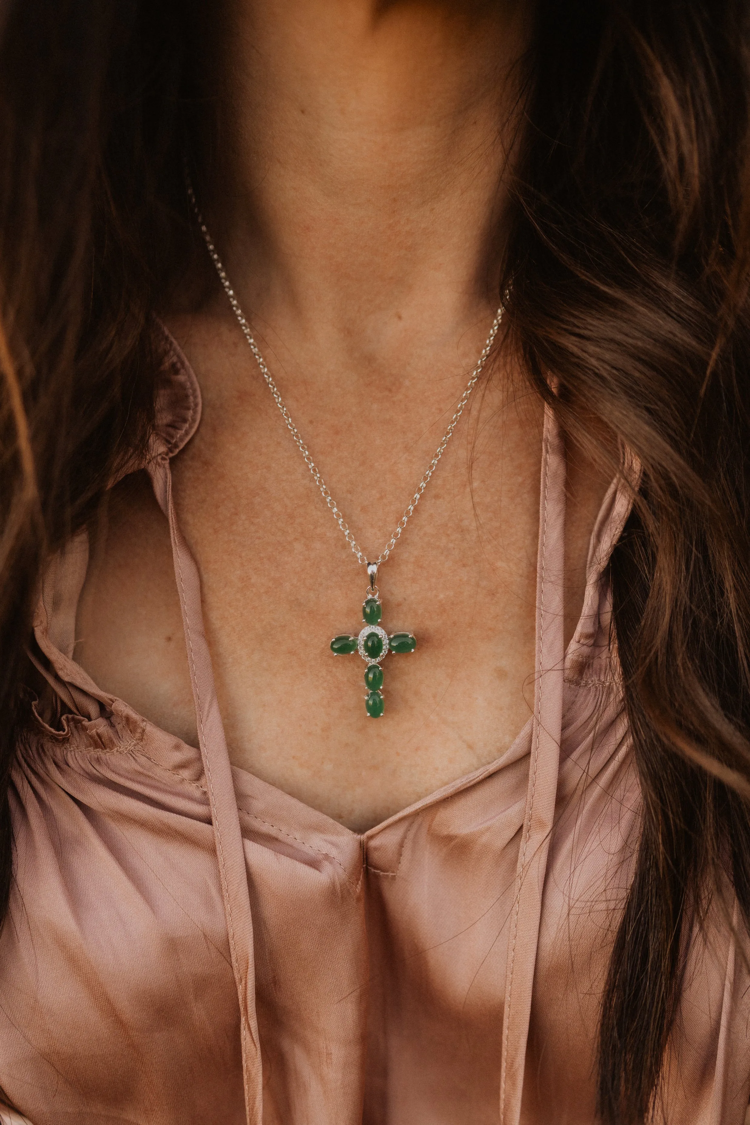 Emerald Cross Necklace sold by Goldie Lew product image thumbnail 4