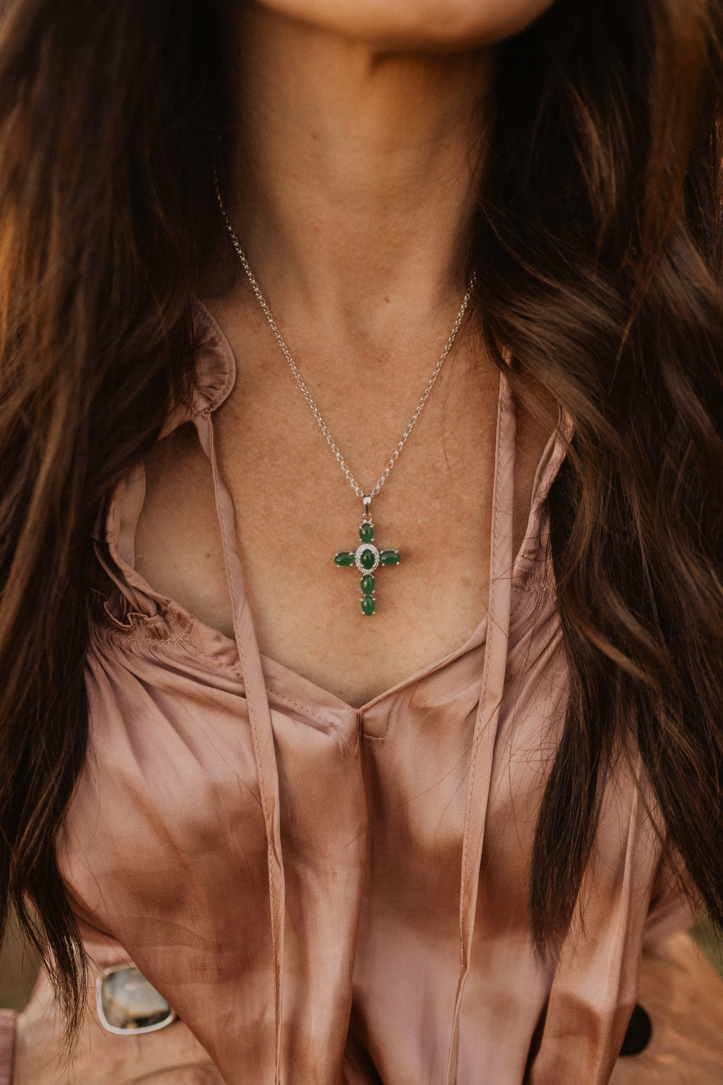 Emerald Cross Necklace sold by Goldie Lew product image thumbnail 3