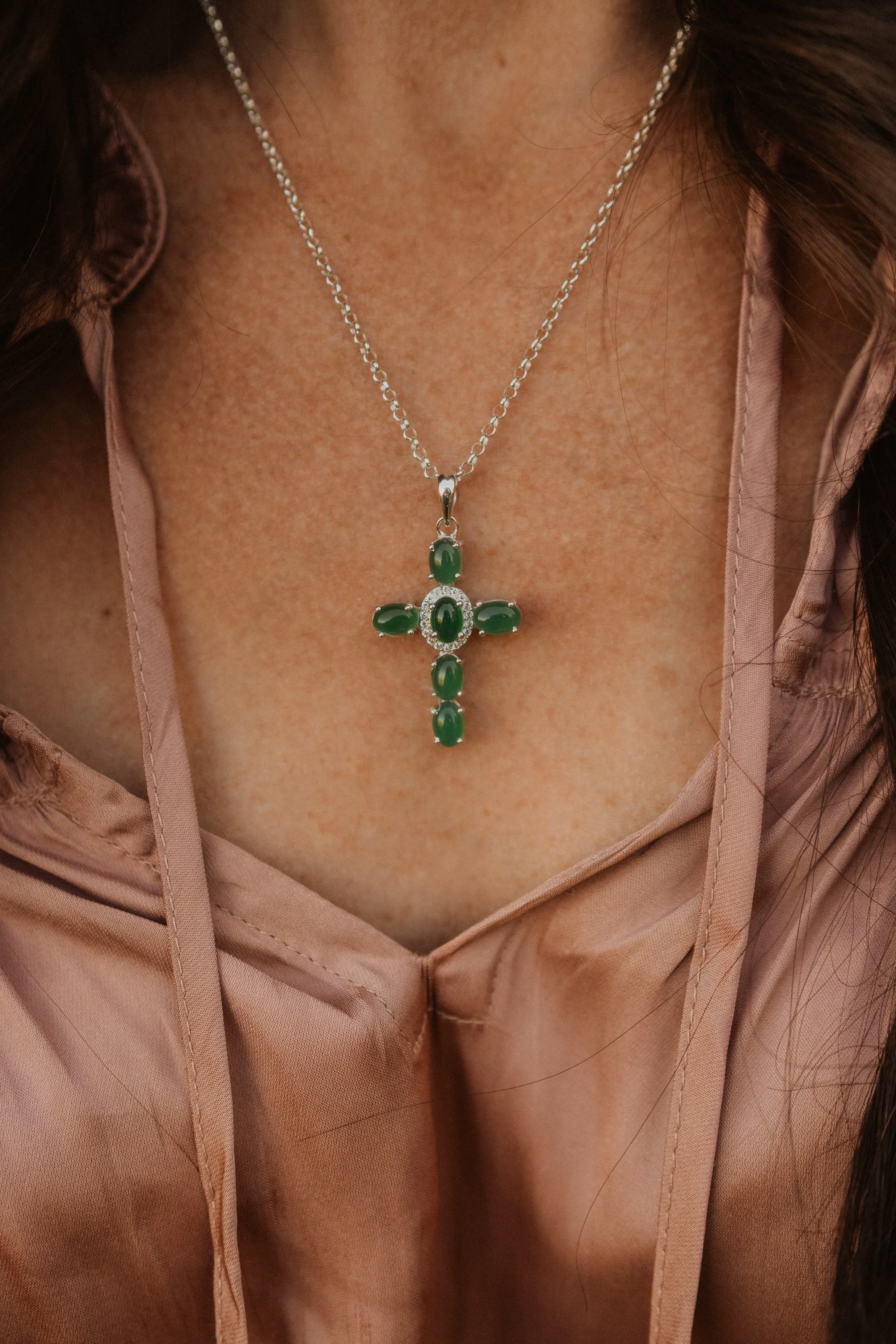 Emerald Cross Necklace sold by Goldie Lew product image thumbnail 5