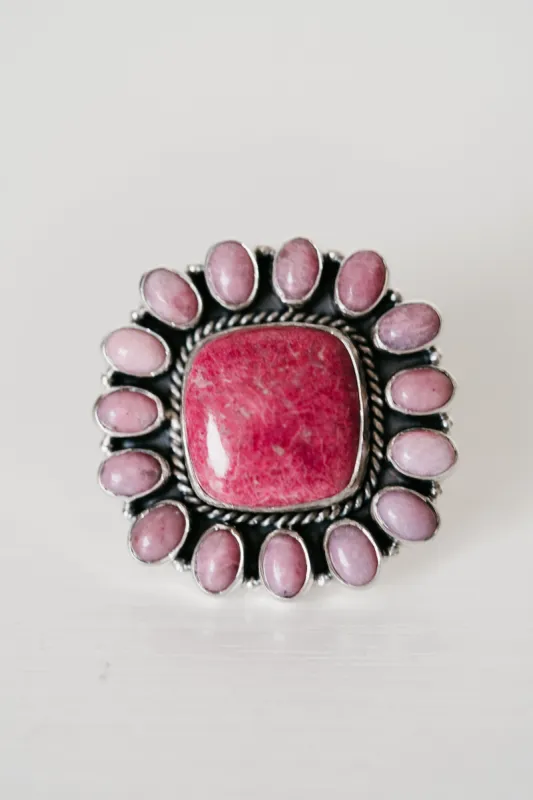 Small Chad Ring | Pink Rhodonite sold by Goldie Lew