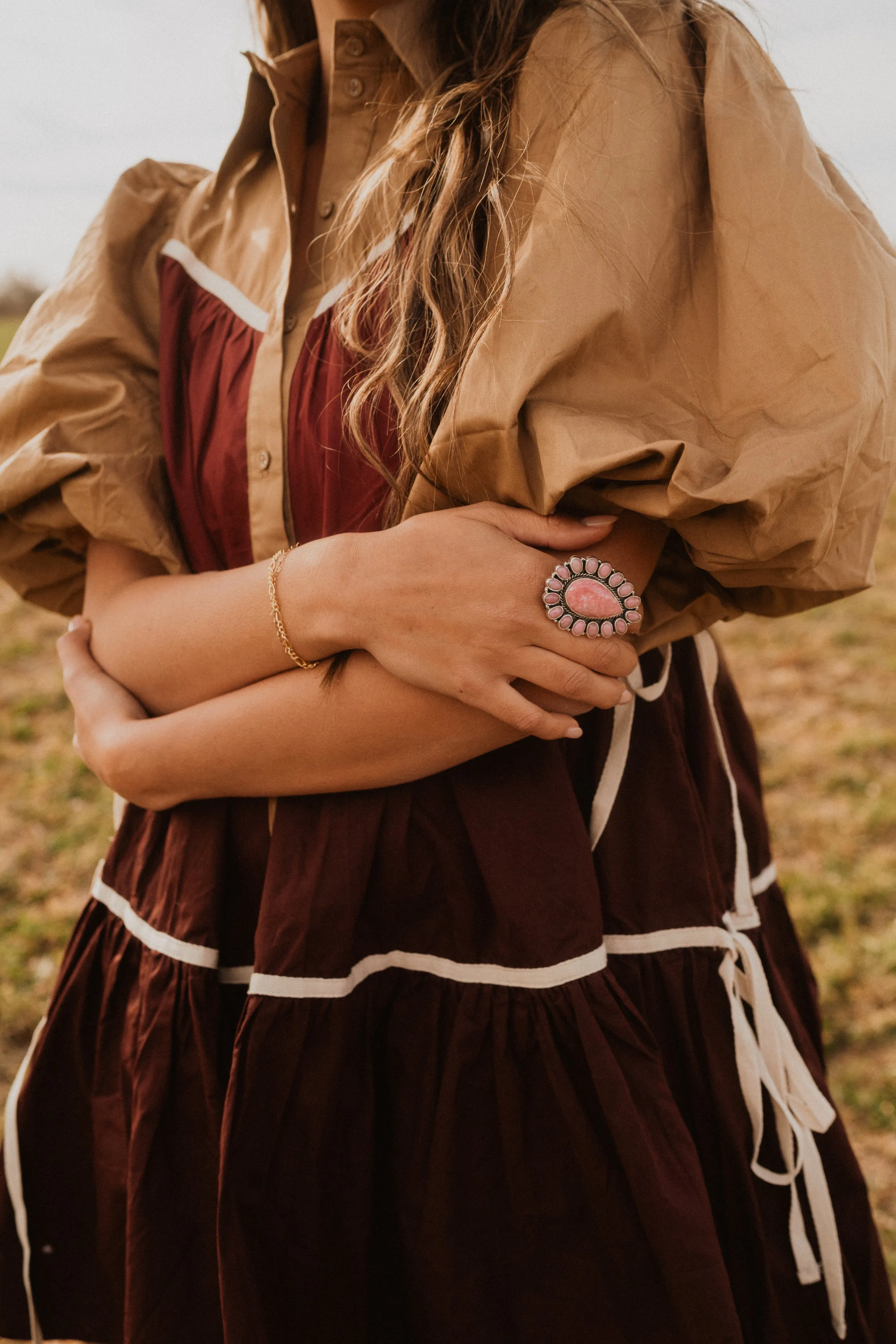 Small Chad Ring | Pink Rhodonite sold by Goldie Lew product image thumbnail 2