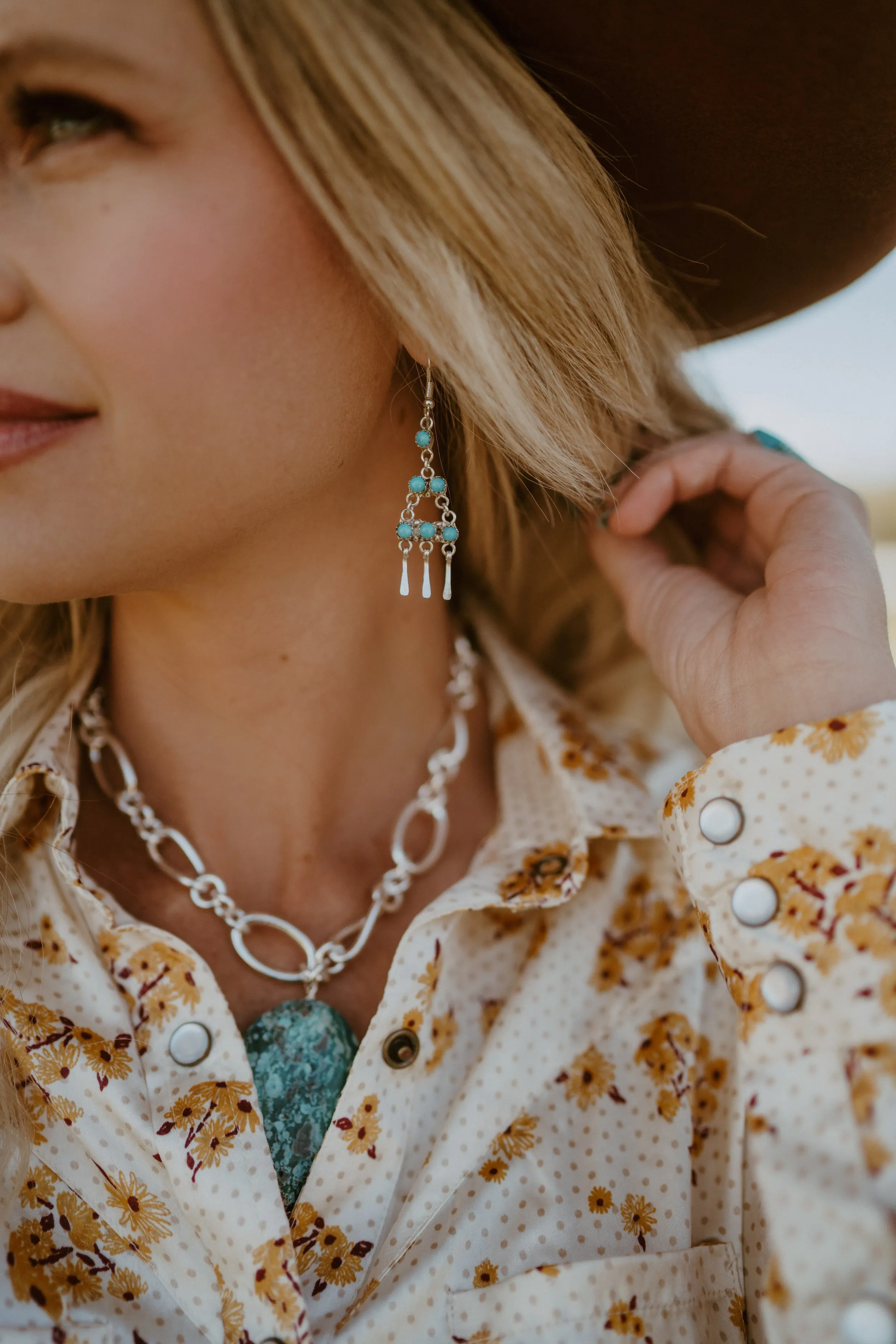 Kyra Earrings | Turquoise sold by Goldie Lew product image thumbnail 3