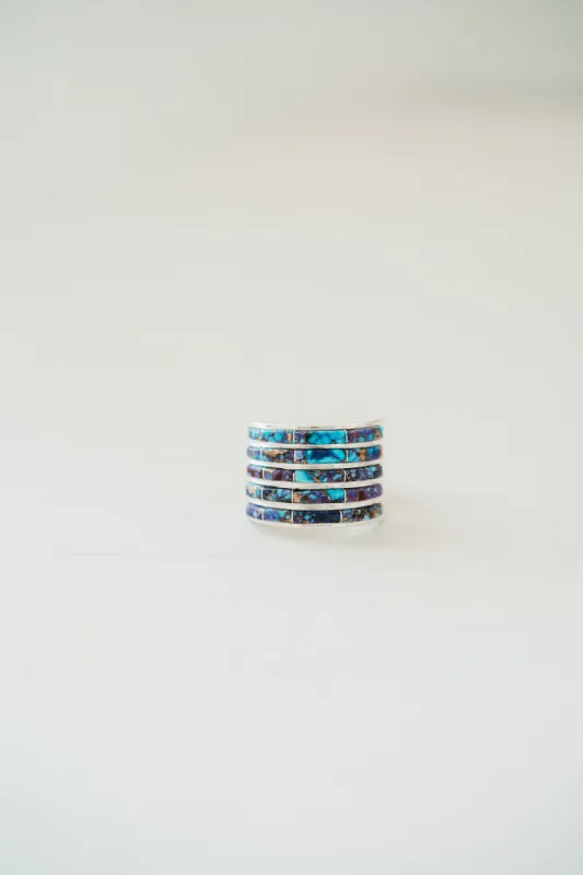 5 Bar Ring | Purple Turquoise sold by Goldie Lew